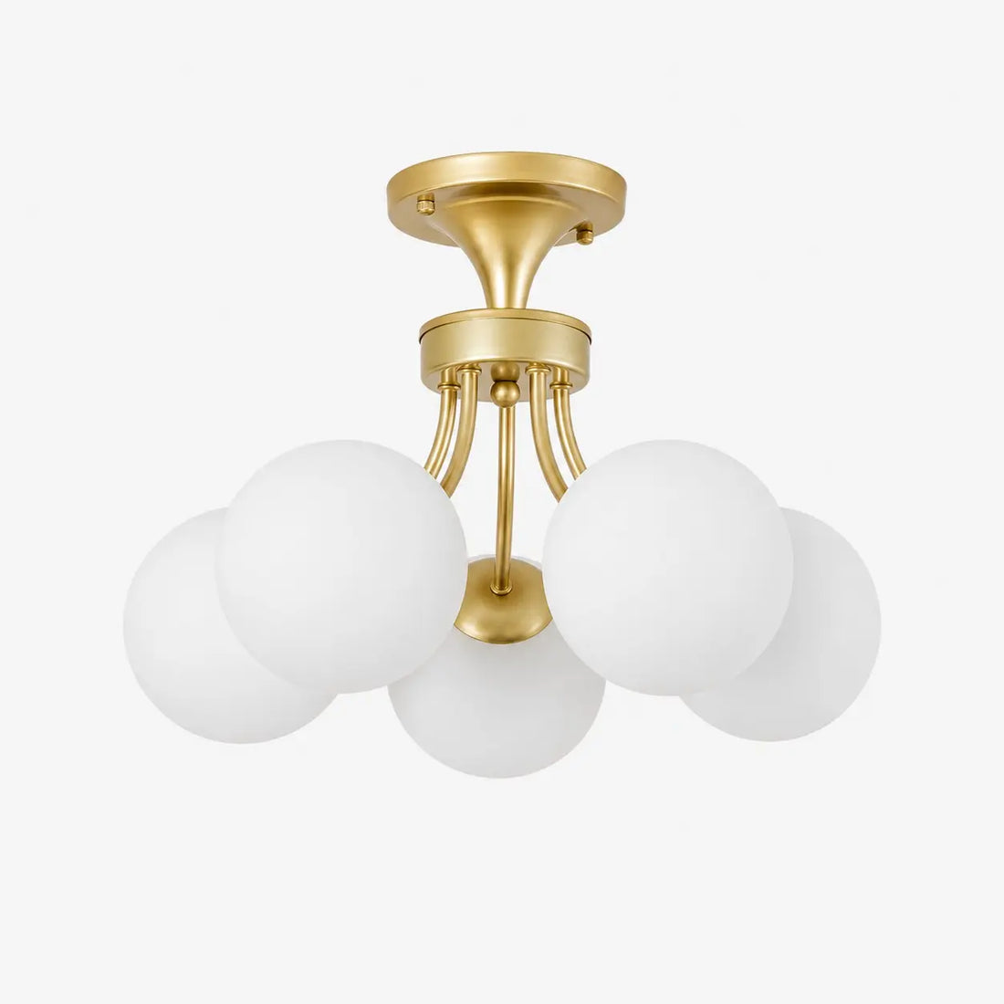 5-head gold ceiling light with glass globes