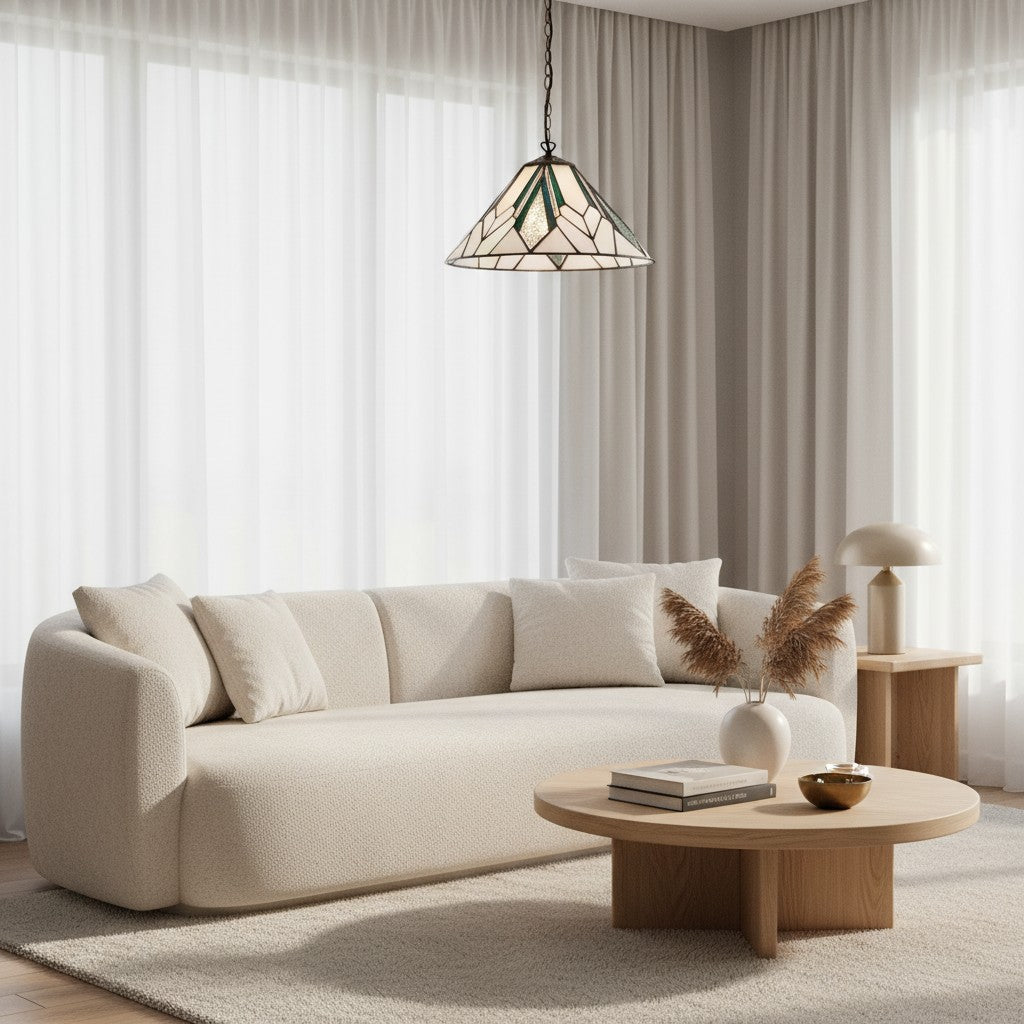 TF Astoria Tiffany Ceiling Pendant – Dimpled Geometric Glass Design for Living Room