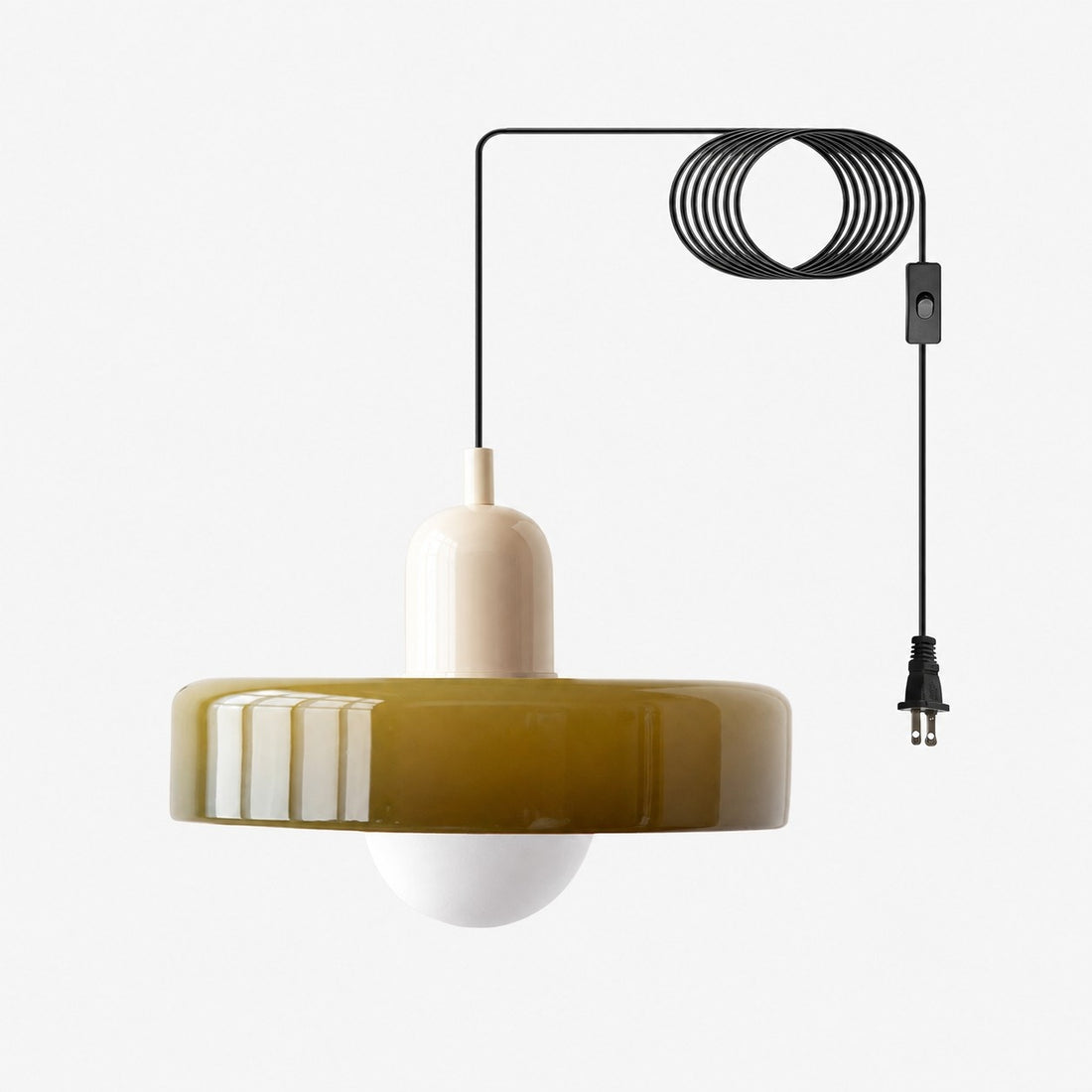 Bunte Bauhaus-Glaspendelleuchte mit Stecker