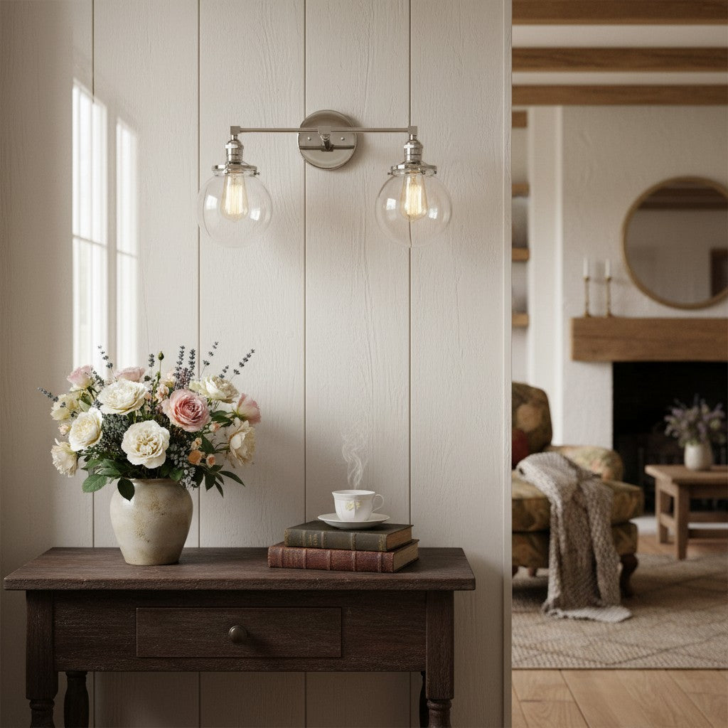 Lumio Globe Glaskugel-Waschtischleuchte – Moderne Badezimmerleuchte mit zwei Lichtern