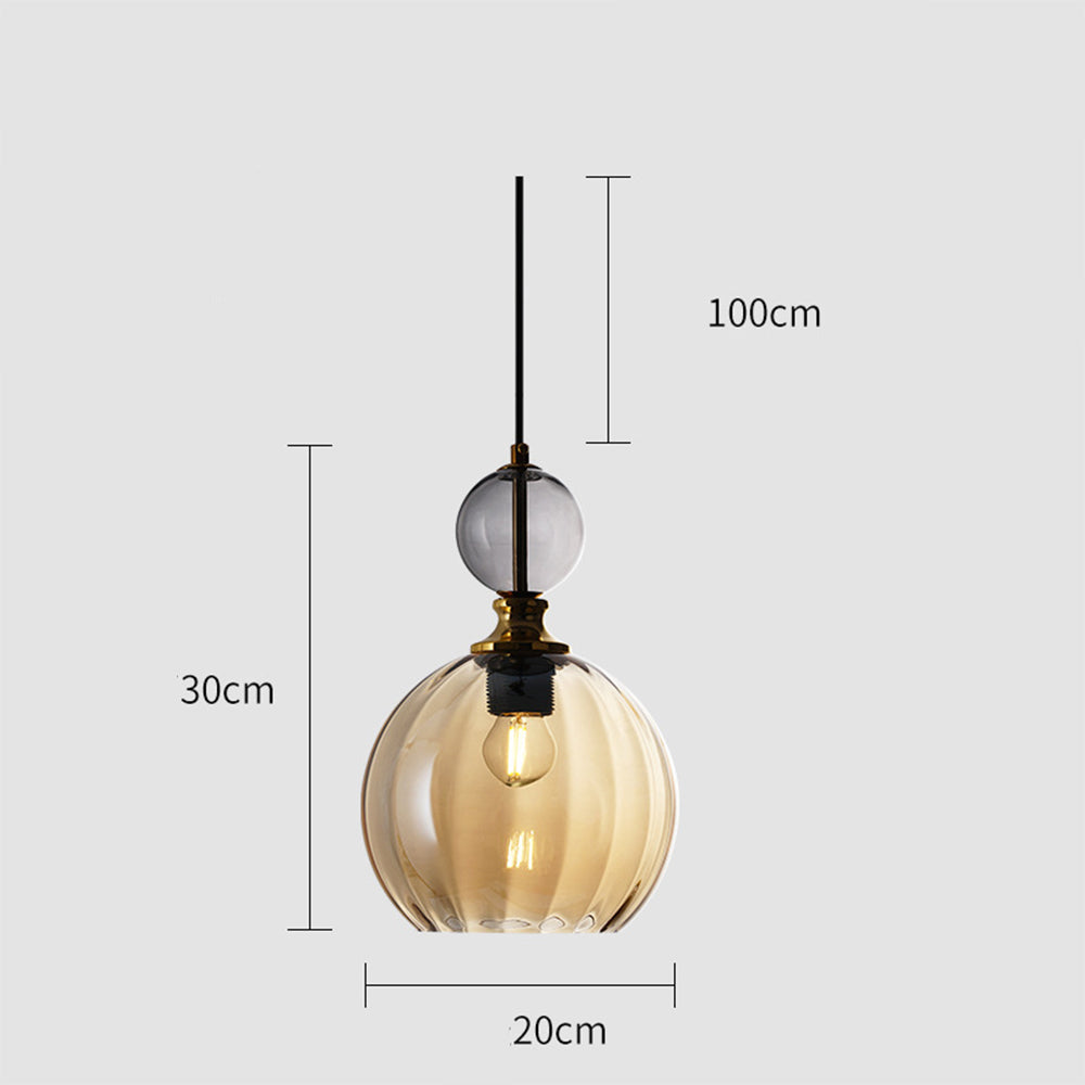 Modern Globe Pendant Light - Water Ripple Glass Lighting for Bedroom