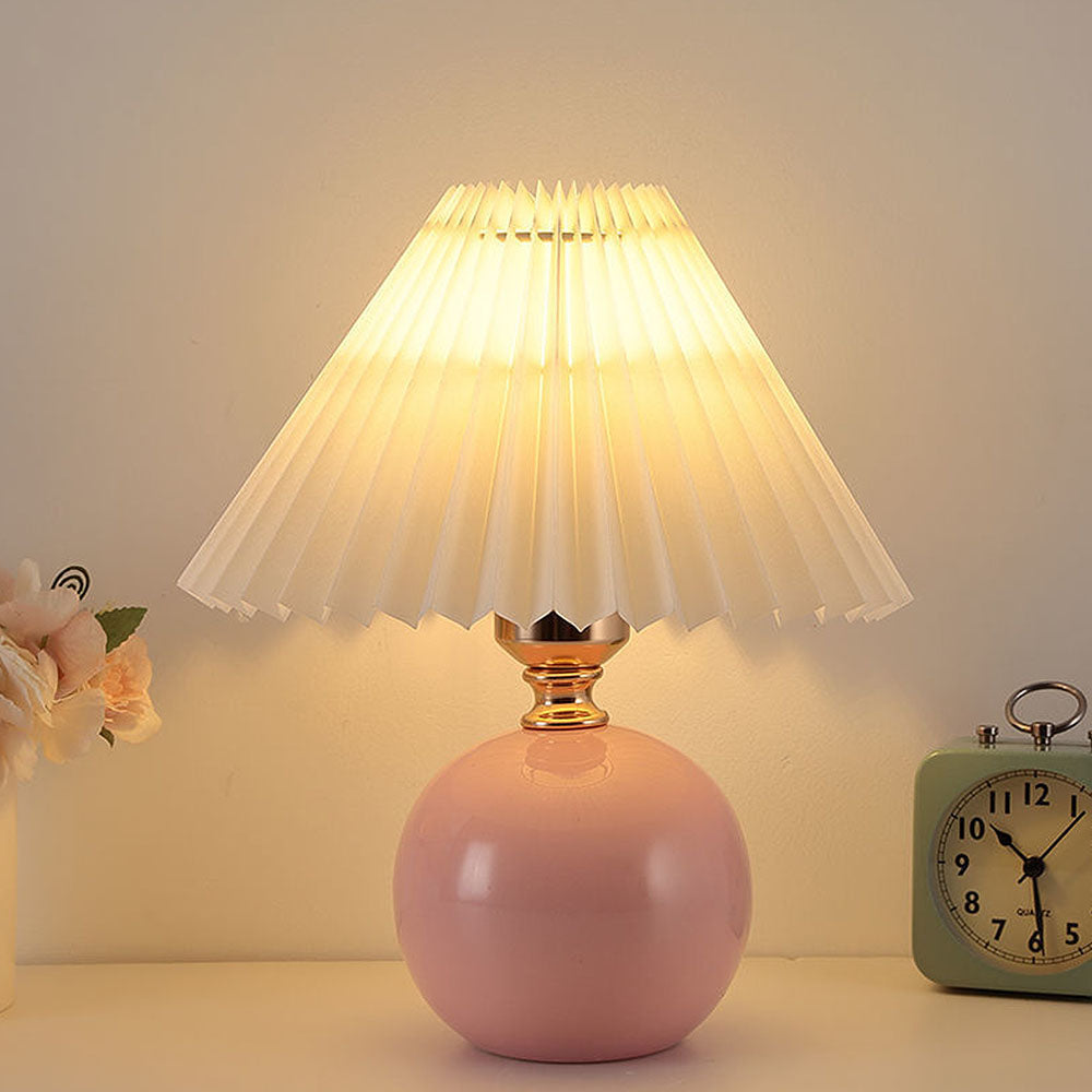 Modern Ceramic Table Light - Mini Fabric Pleated Lamp for Bedroom
