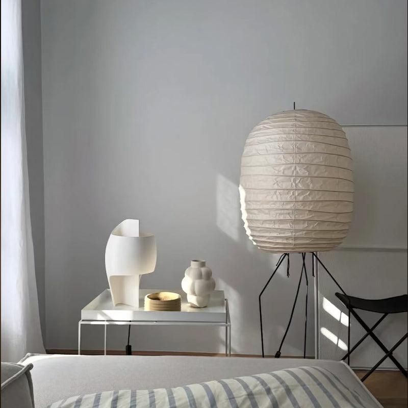 Rice Paper Lantern Floor Lamp - Contemporary Oval Lamp for Entryway
