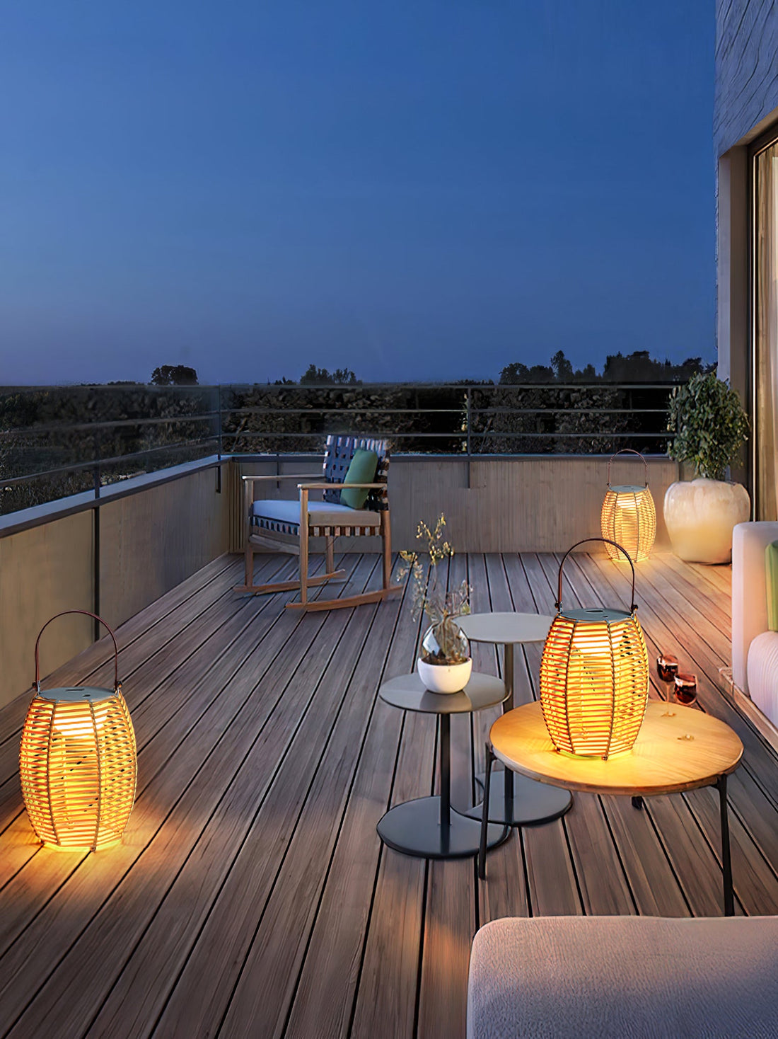 Lantern Built-in Battery Table Lamp - Portable Lamp for Bedroom