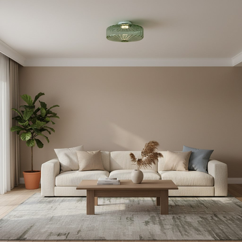 Ripplara Vintage Textured Water Ripple Glass Flush Mount Ceiling Light for Living Room