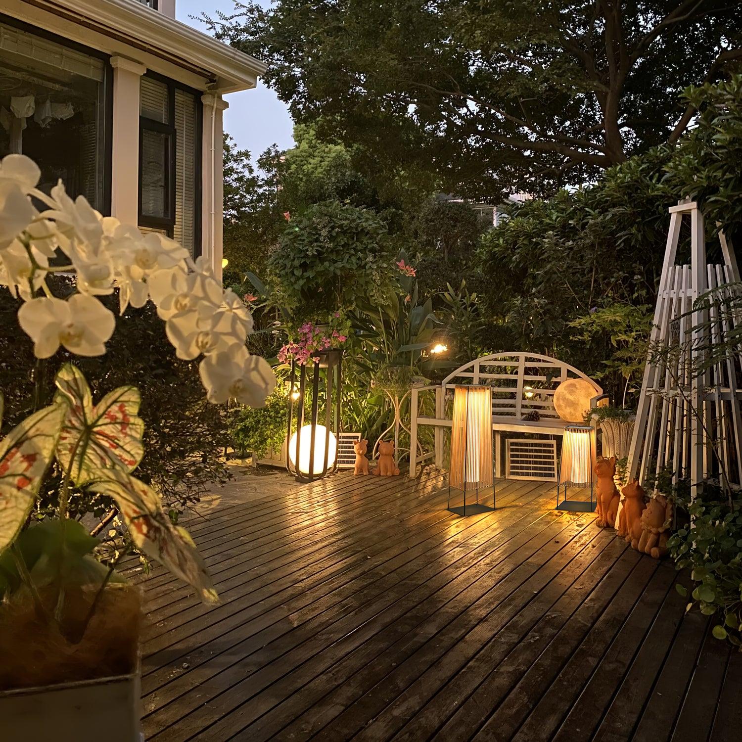 Plastic Rattan Outdoor Post Light - Solar Post Lamp Ideal