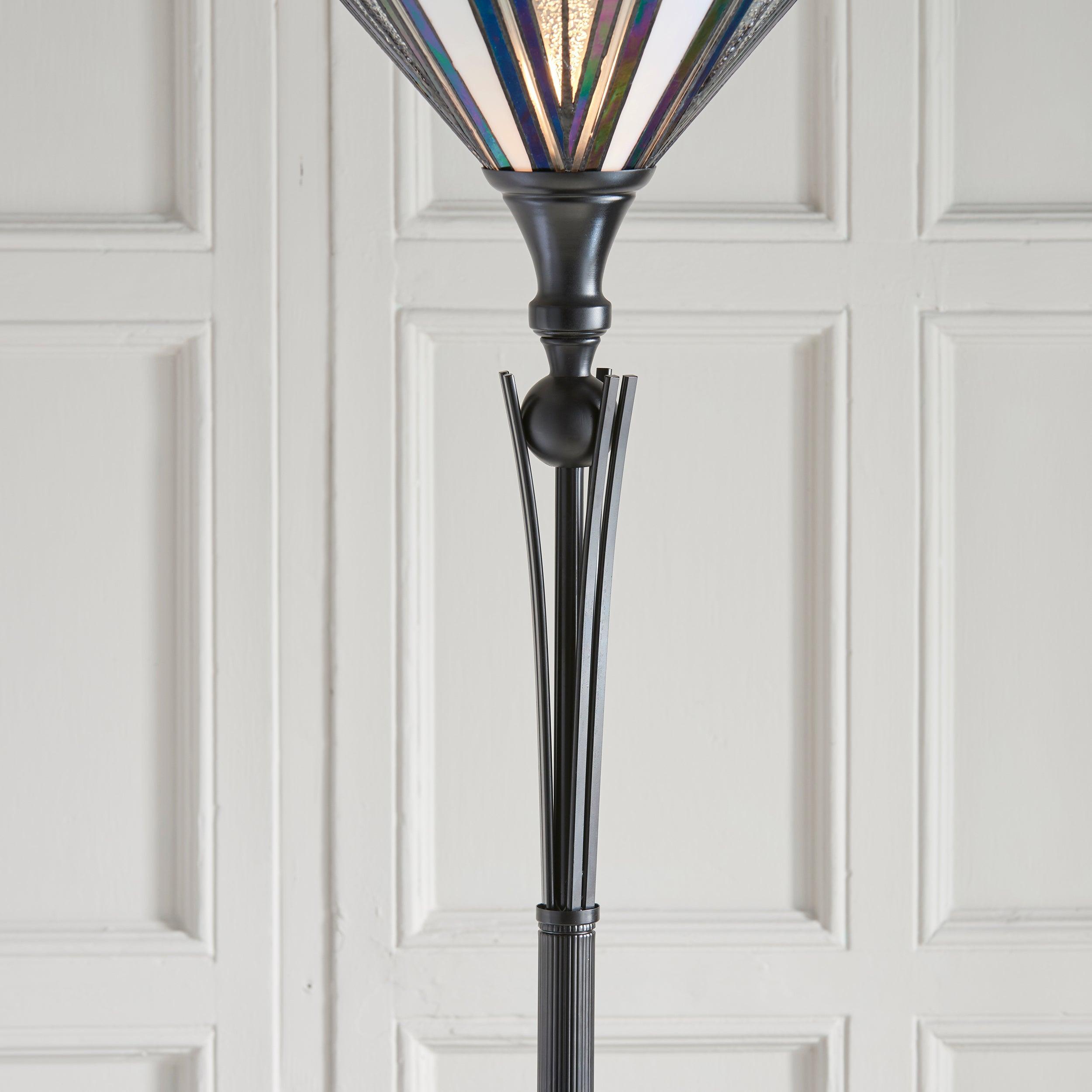 TF Astoria Tiffany Style Uplighter Lamp – Textured Glass Shade for Home and Office Ambience