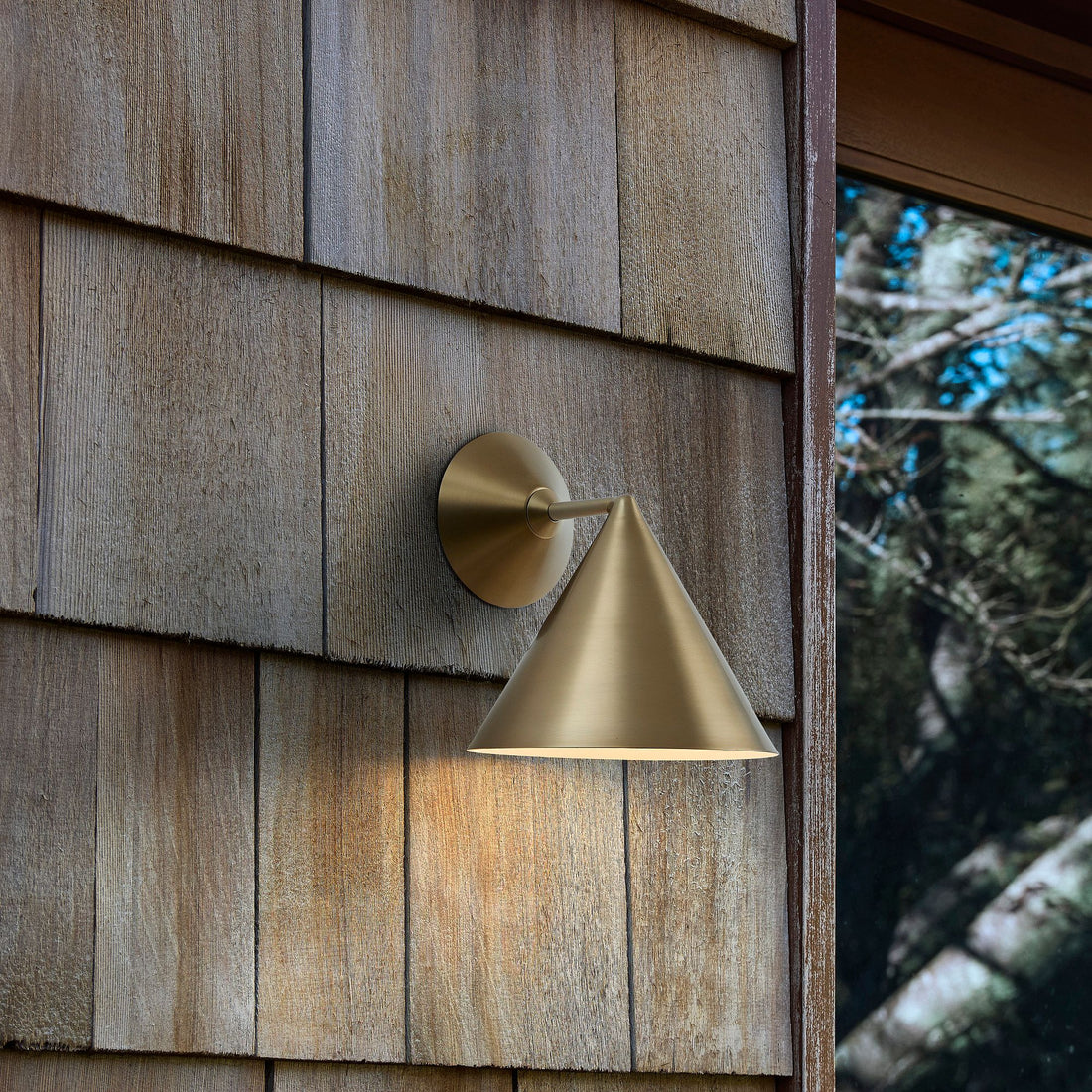 Brivana Metal Outdoor Wall Light - Modern Cone Sconce for Hallway