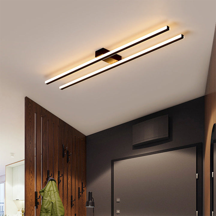 Double Linear Ceiling Light - Industrial Iron LED Lamp for Living Room