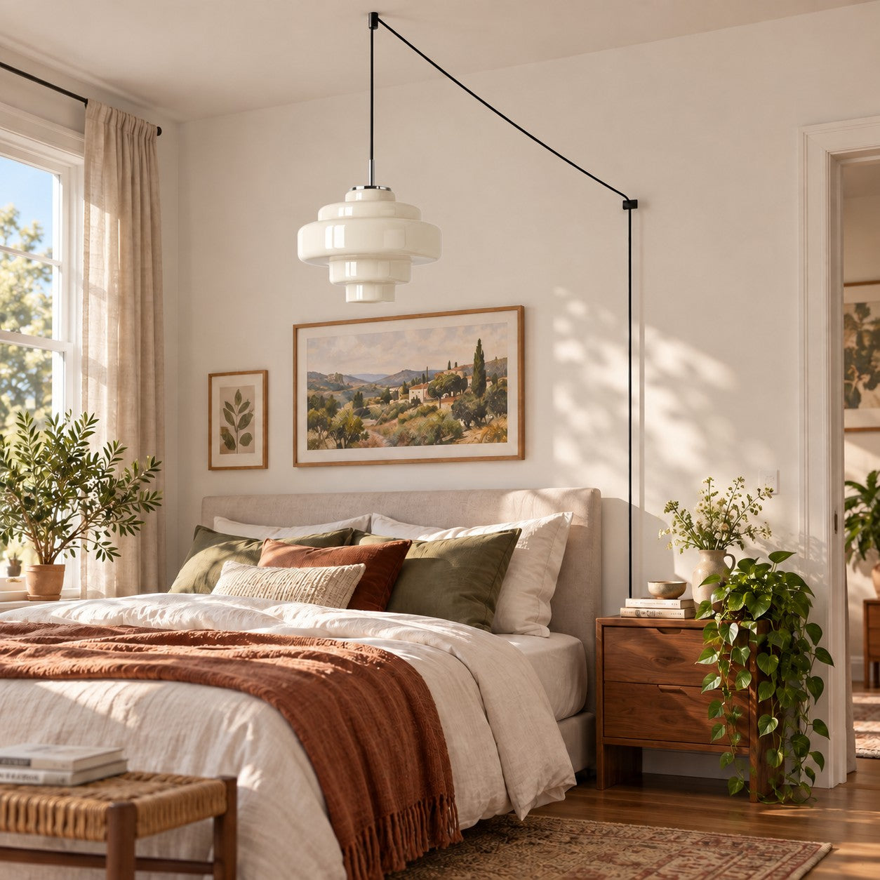 Koloro Millie Glas-Pendelleuchte mit Stecker - Retro-Pendelleuchte in bunten Farben für moderne Innenräume