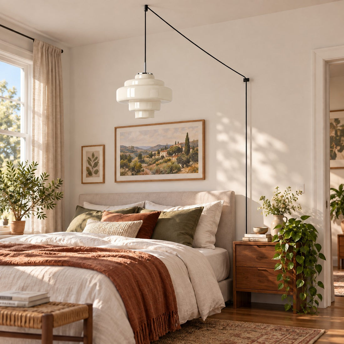Koloro Millie Glas-Pendelleuchte mit Stecker - Retro-Pendelleuchte in bunten Farben für moderne Innenräume