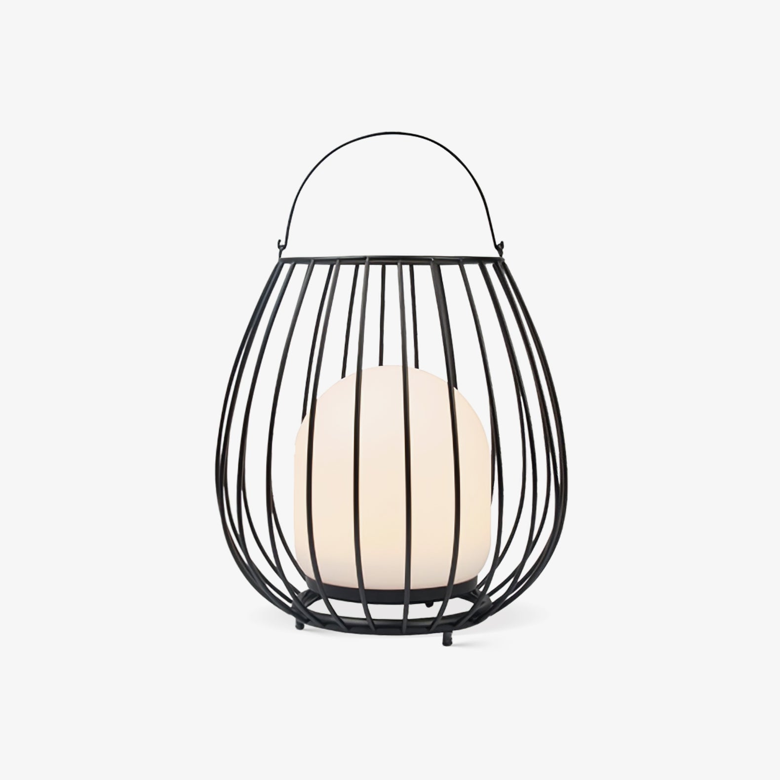 Rechargeable Outdoor Lantern Light - Modern Metal Cage Lamp for Patio