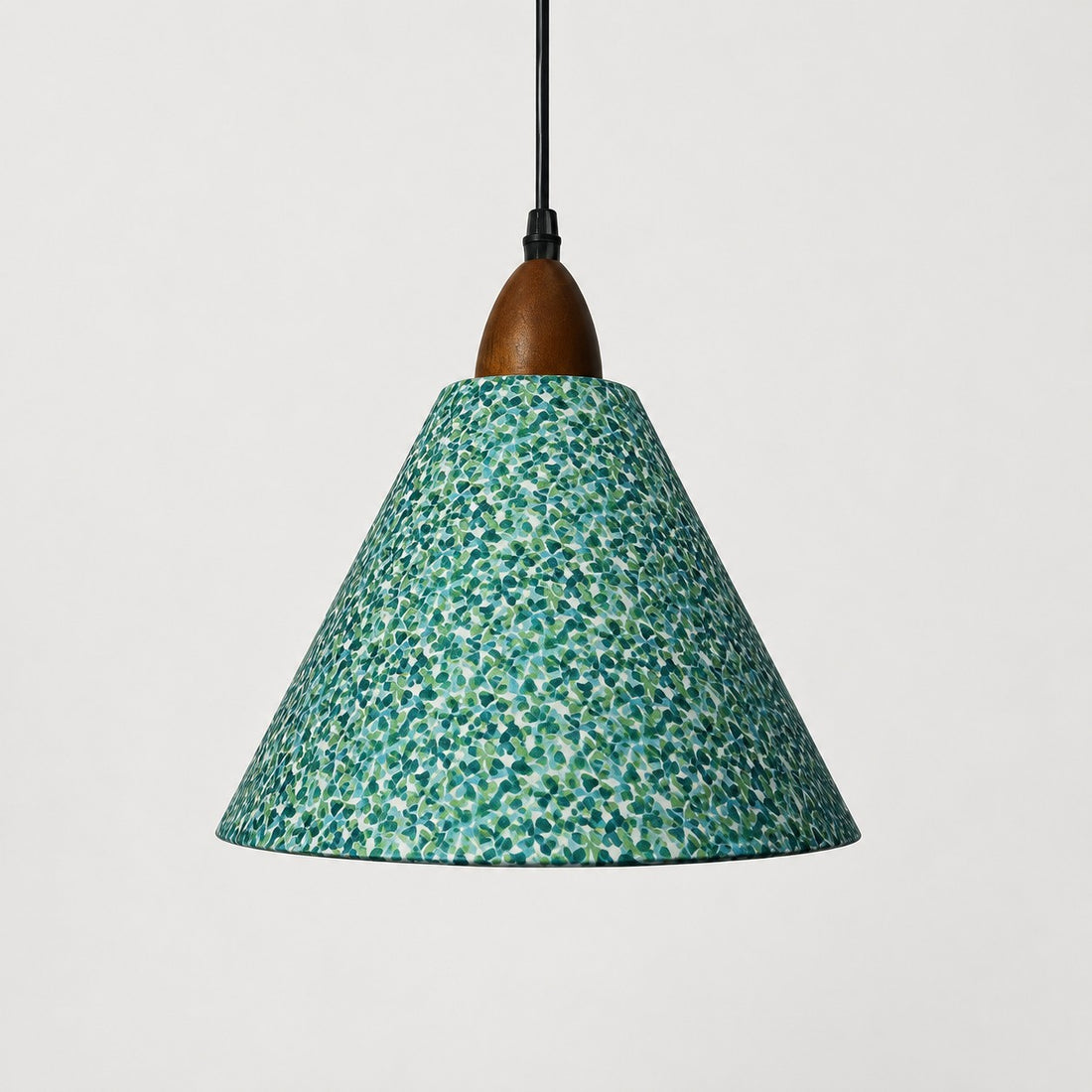 Medium clover floral cone pendant light front view