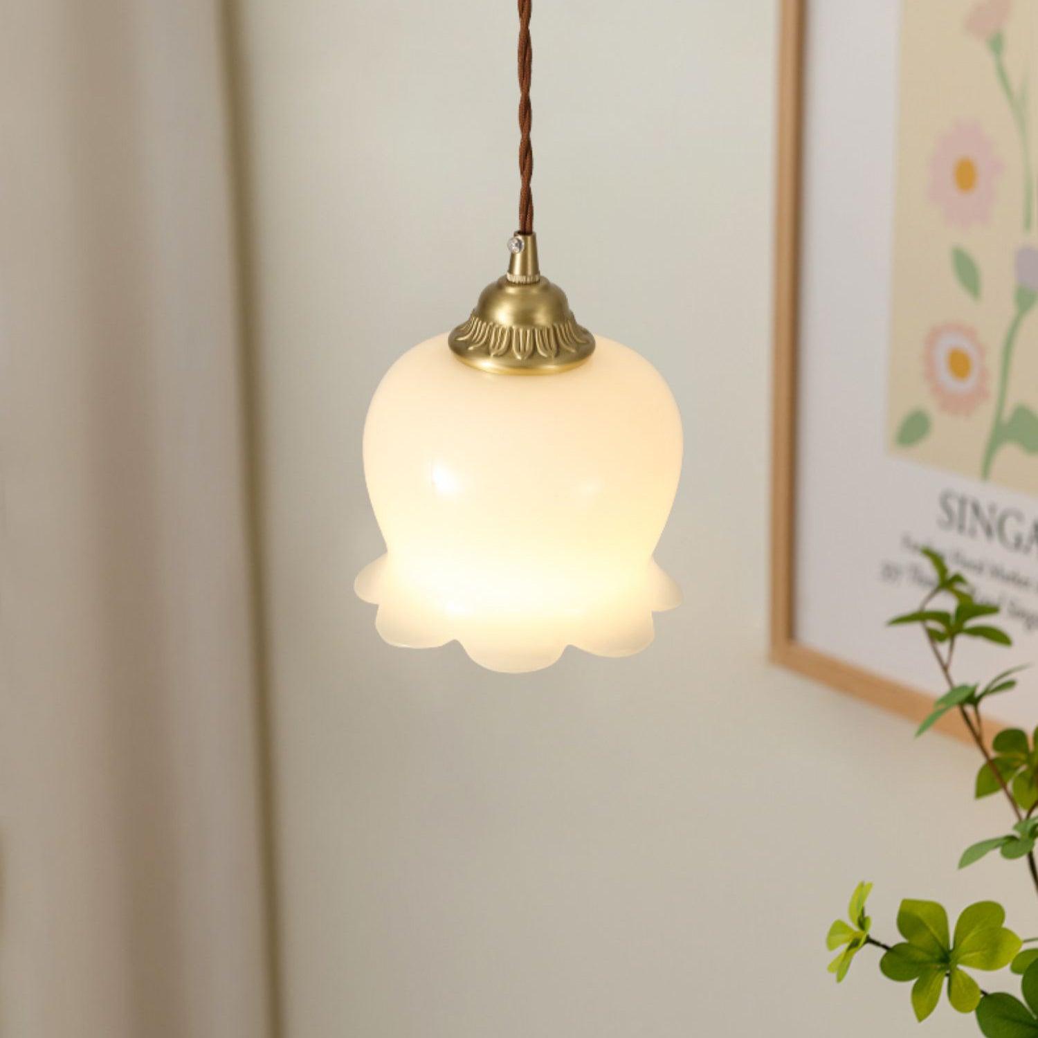 Brass Resin Petal Plug-In Pendant