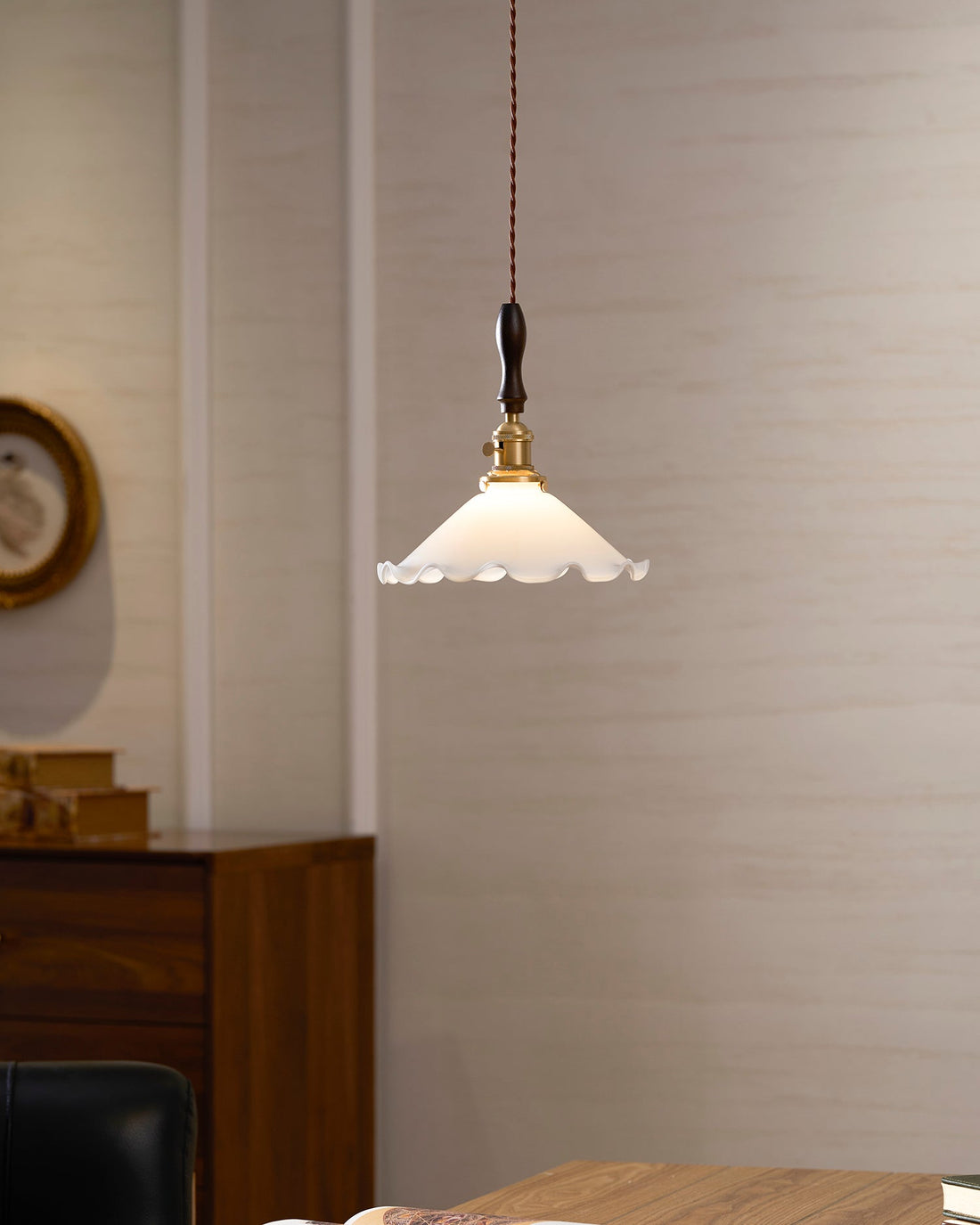 White Sculptural Glass Plug-In Pendant