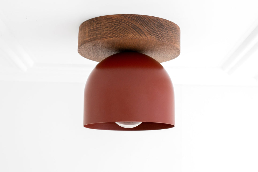 Metio Dome Moderne rustikale Deckenleuchte – Holz- und Metallfusion