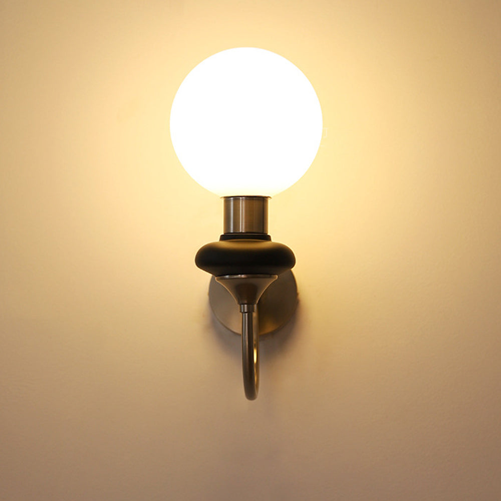 Retro Glass Wall Lamp - Single Ball Light French Style for Hallway