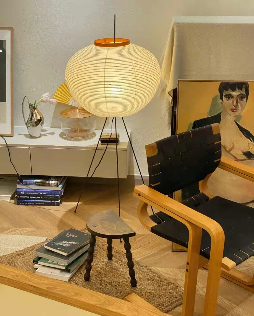 Rice Paper Floor Lamp - Bamboo Frame Soft Light for Living Room