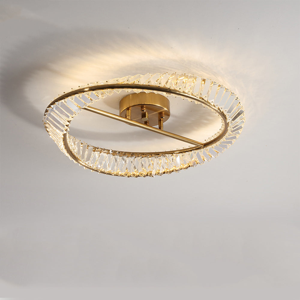 Modern LED Crystal Ceiling Lamp – Round Fixture for Living Room