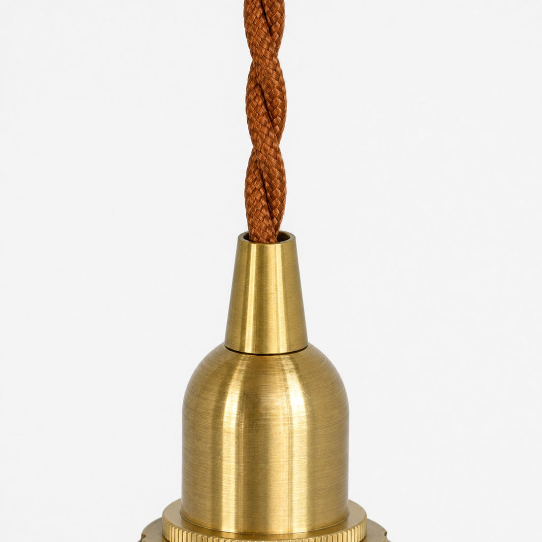 Braided cord and oxidized brass lamp holder detail