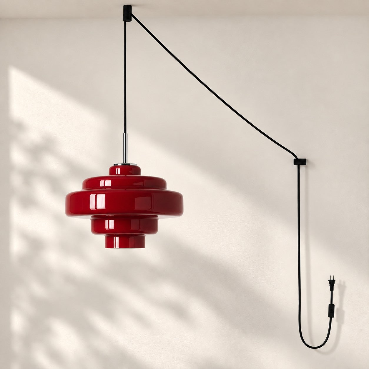 Koloro Millie Glas-Pendelleuchte mit Stecker - Retro-Pendelleuchte in bunten Farben für moderne Innenräume
