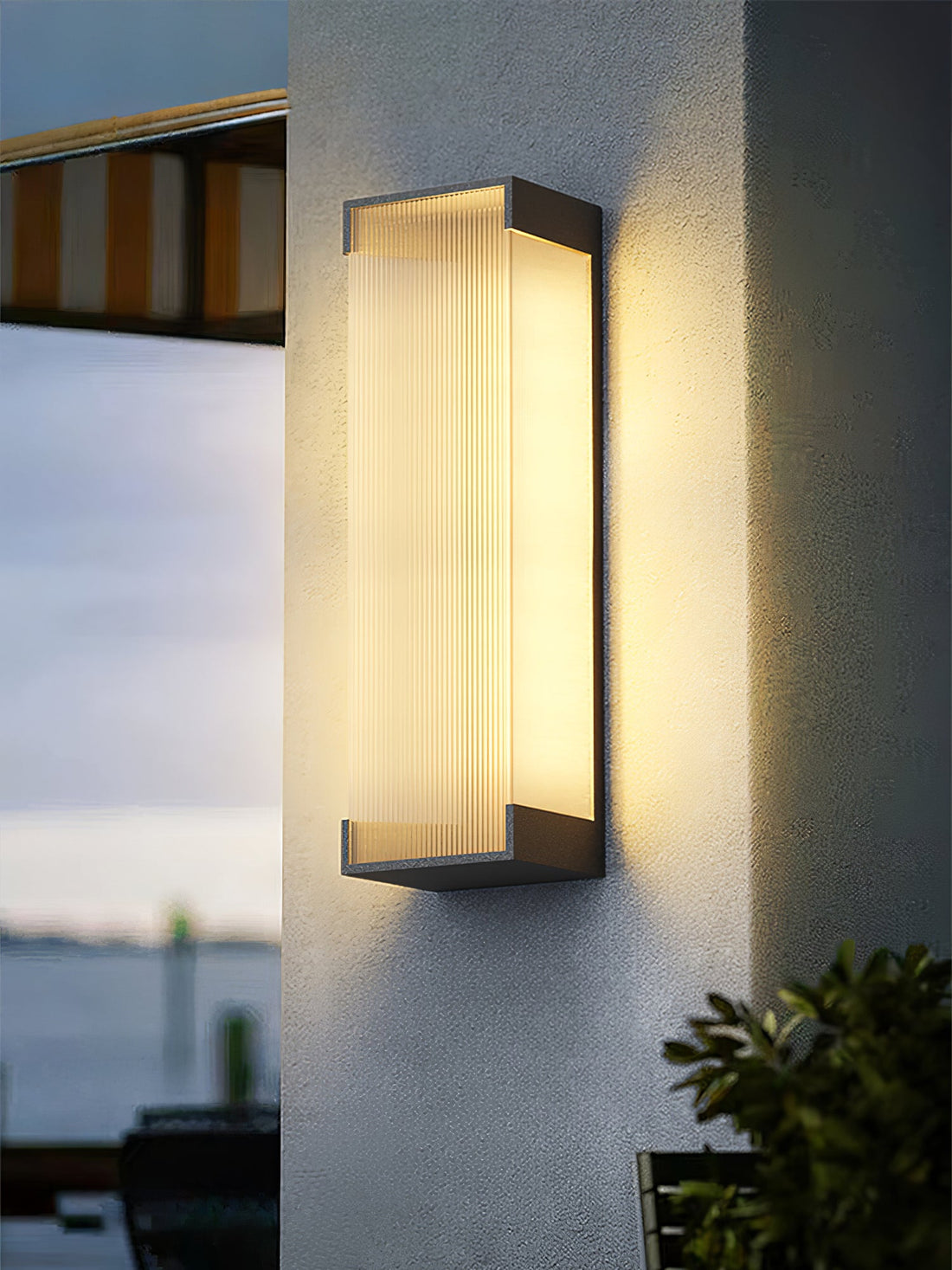 Rechteckige Außenwandleuchte - Moderne schwarze Lampe für Veranda &amp; Garten