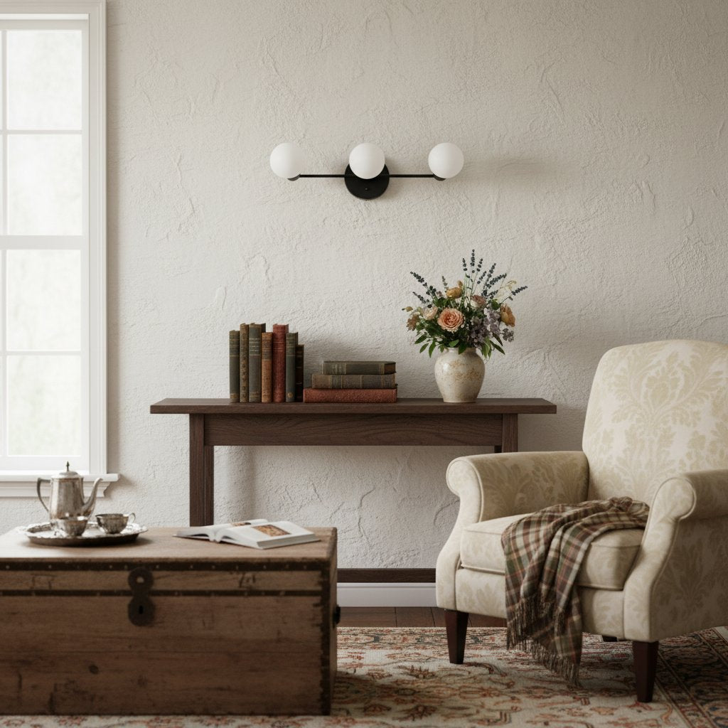 Glorica Glass Mid Century Modern Vanity Light - 3 Light Wall Fixture