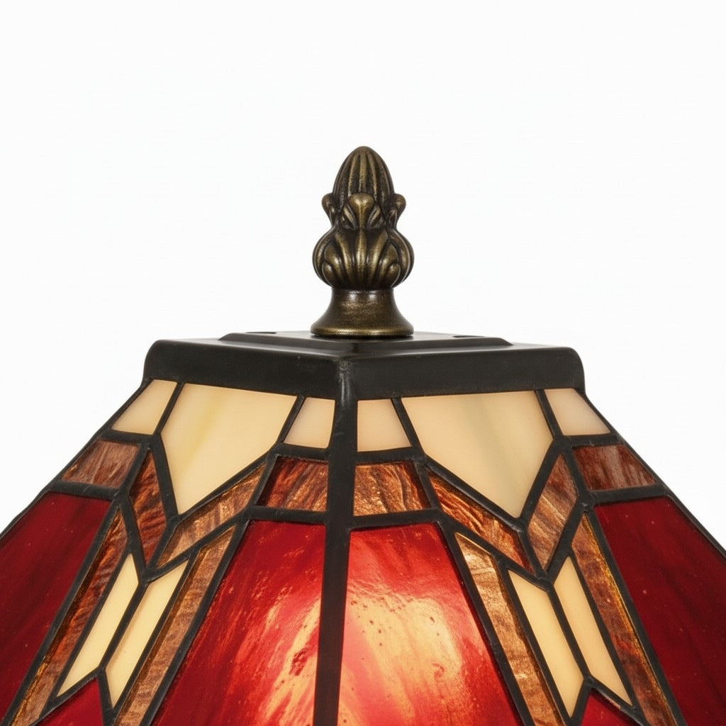 TiffStar Tischleuchte aus Buntglas – Buntglas im Vintage-Stil, geeignet für Schlaf- und Wohnzimmer