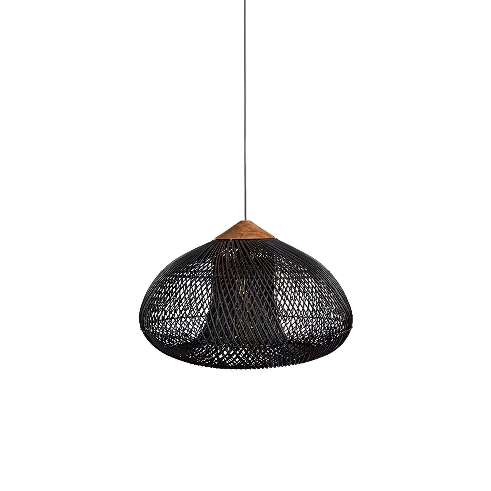Woven Rattan Wood Plug-In Pendant Light