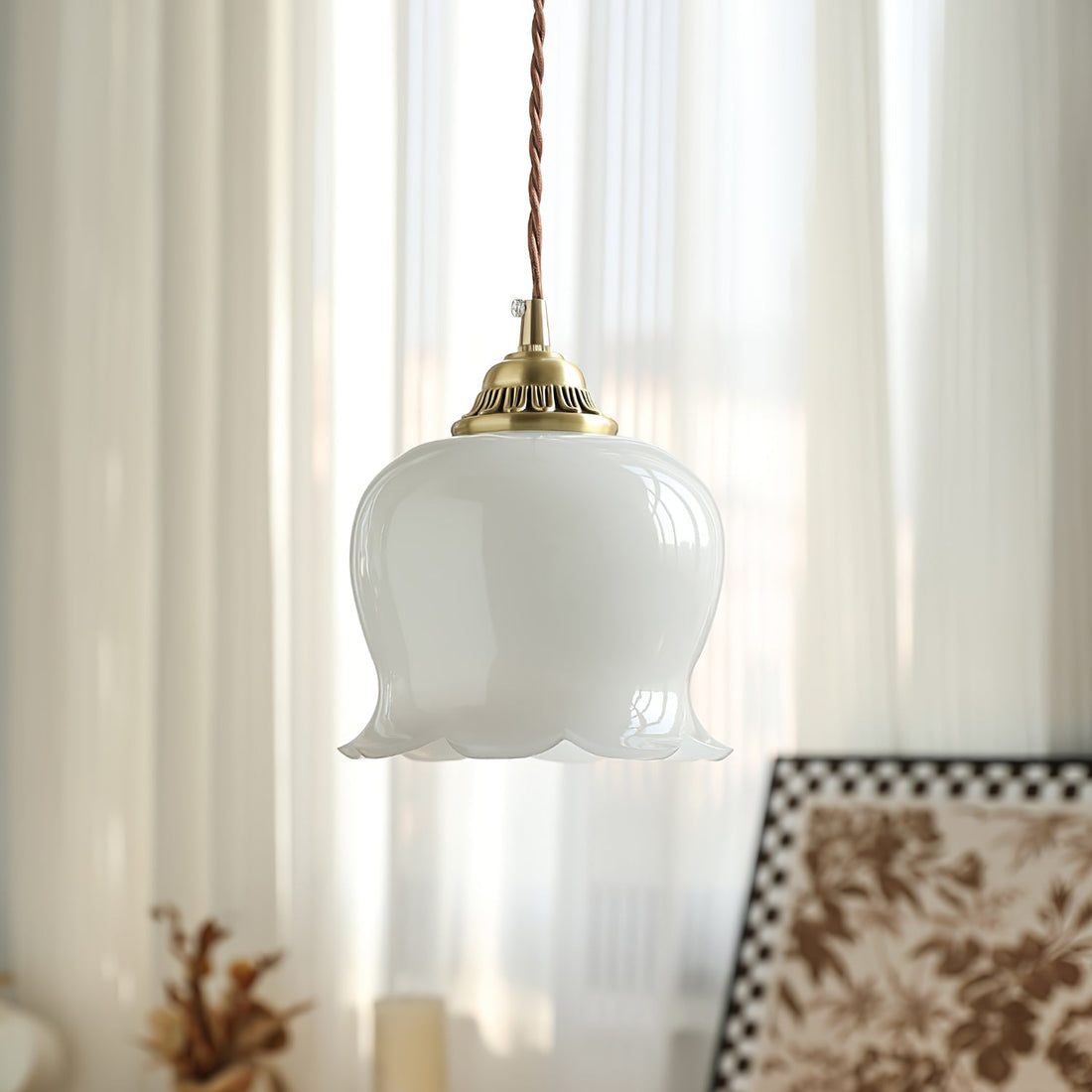 Brass Resin Petal Plug-In Pendant