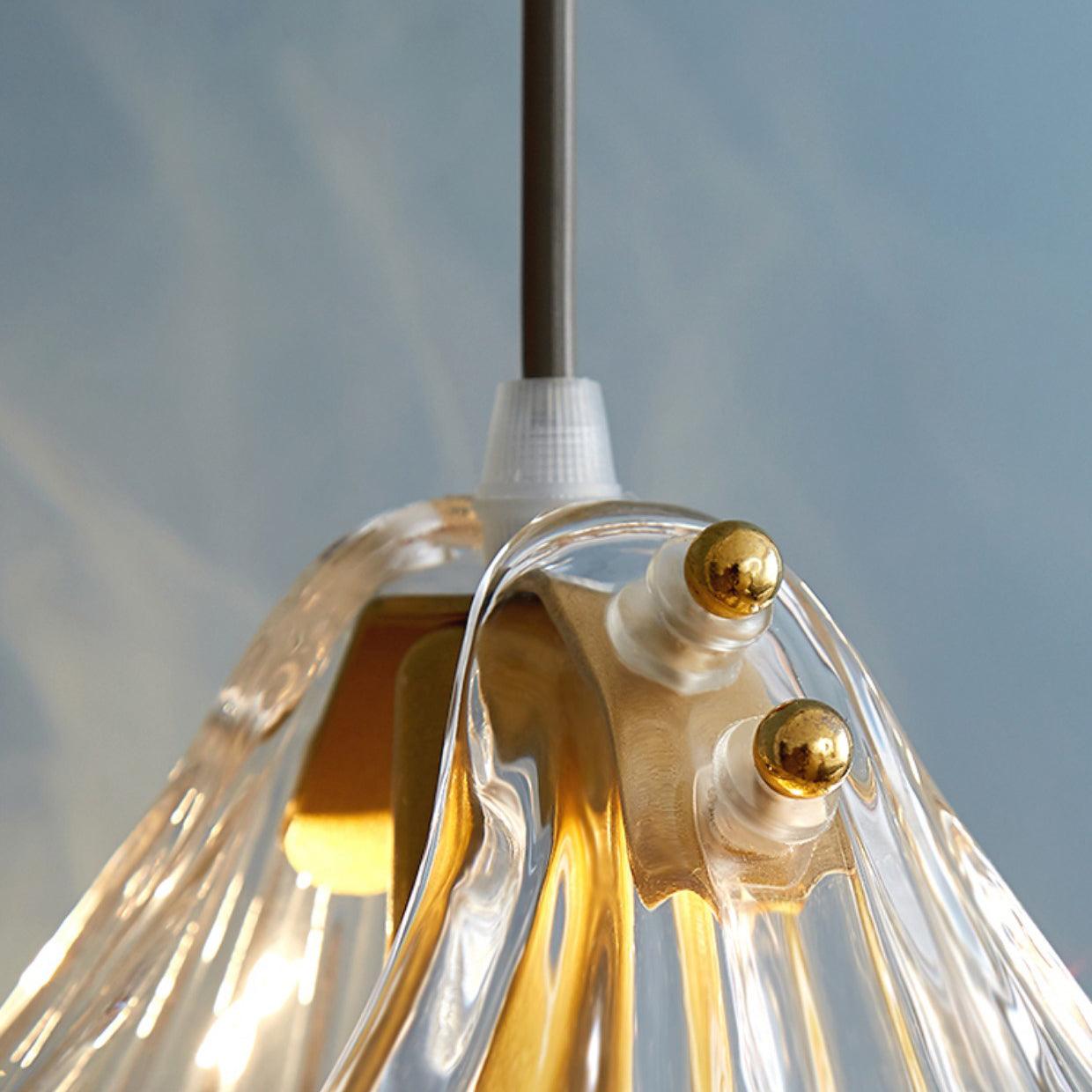 Plug-in-Hängeleuchte aus mundgeblasenem Glas und Messing