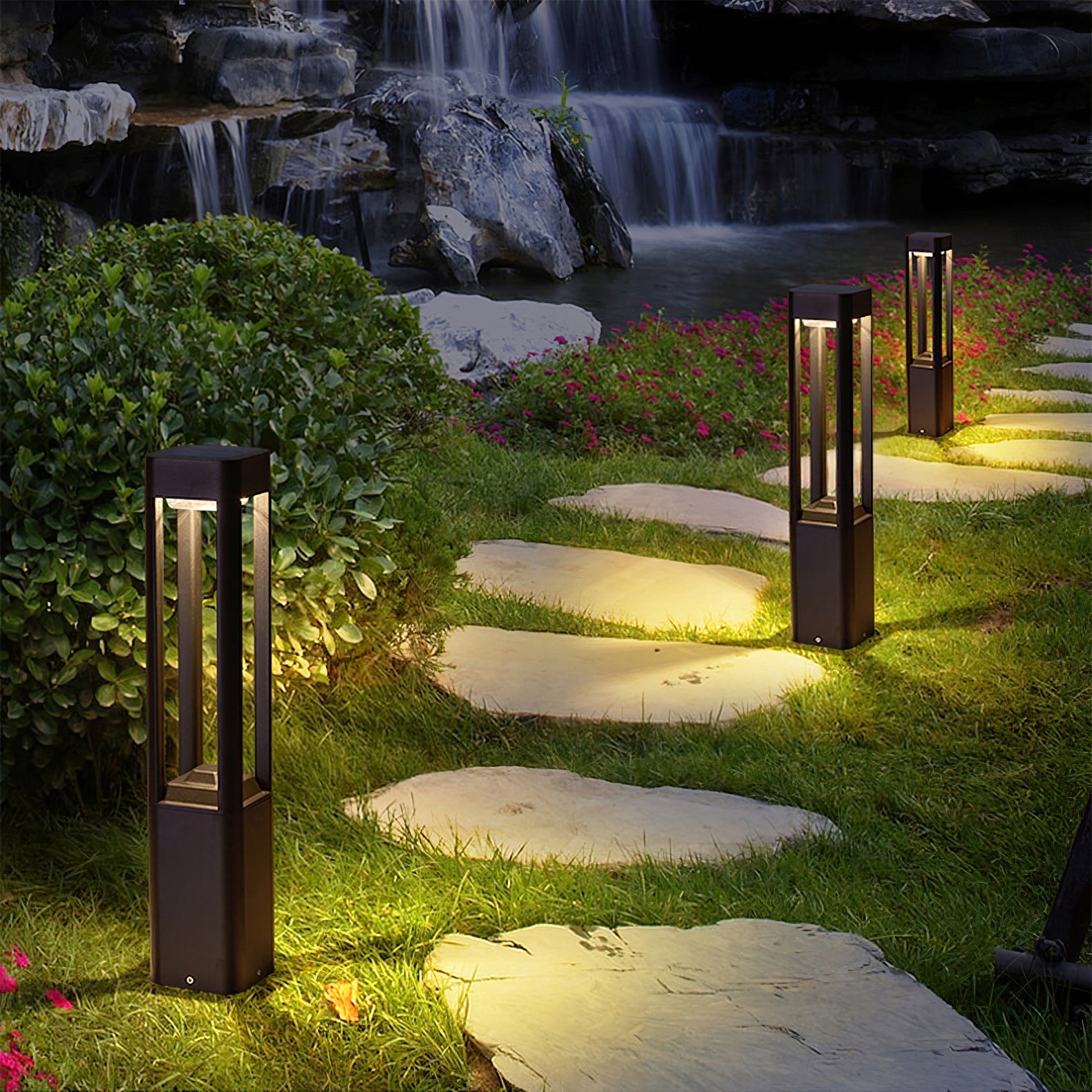 Rectangular Garden Bollard Light - Modern LED Lamp for Pathway