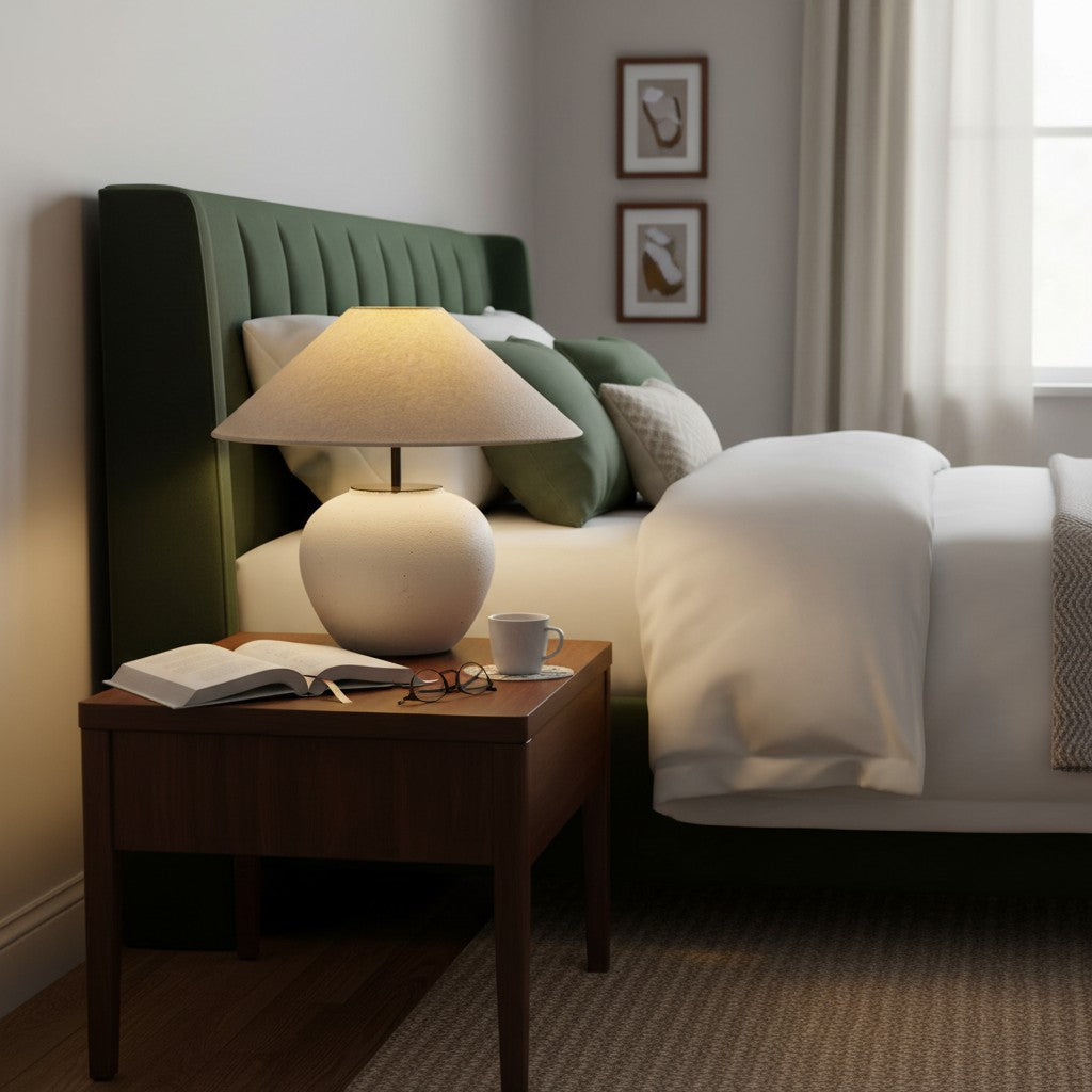 Ceravine Ceramic Table Lamp – Elegant Ceramic Base with Fabric Shade for Bedroom or Living Room