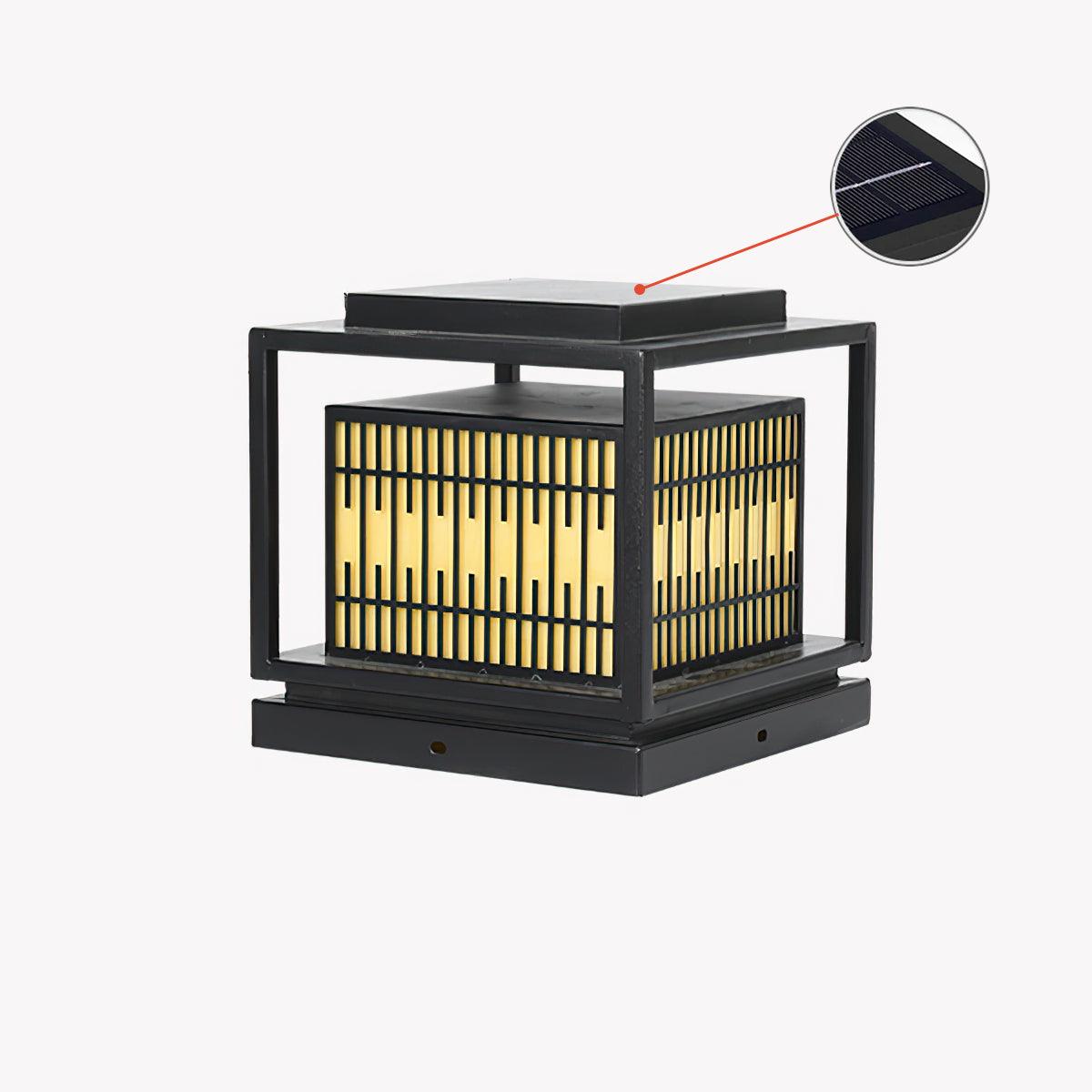 Fenstergitterleuchte aus mattiertem Alabaster – Metall-Außenpfostenlampe