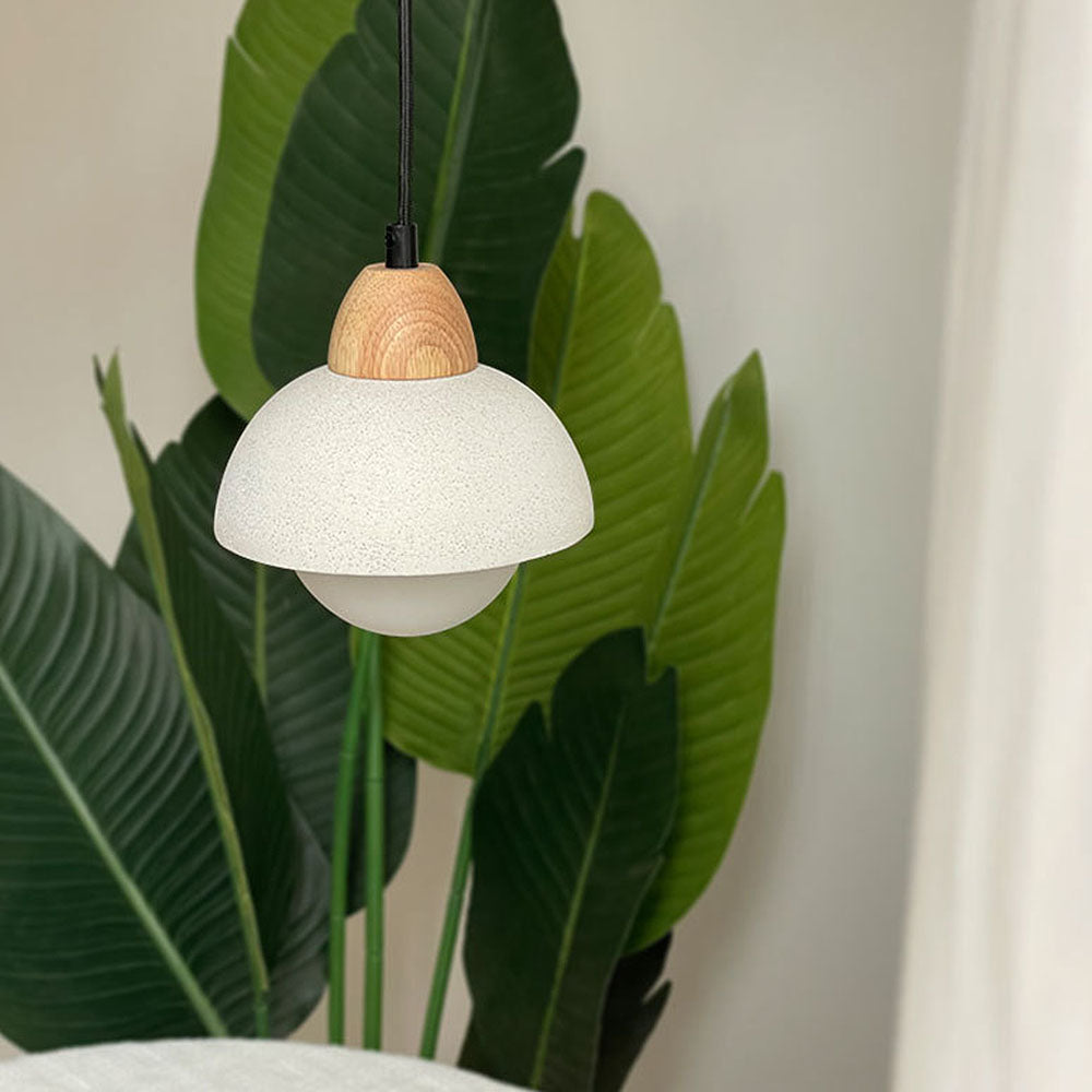 White Stone Pendant Light - Minimalist Kitchen Island Lighting Modern