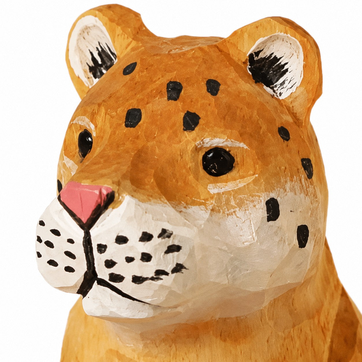 Hand-Carved Wooden Lion and Leopard Mini Figurines