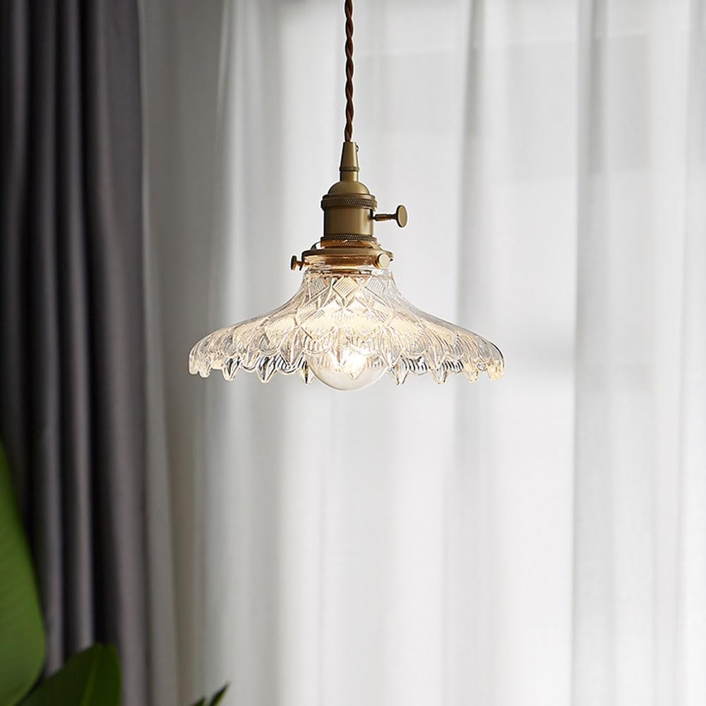 Vintage Glass Pendant Light - Disc Design Fixture for Dining Entryway