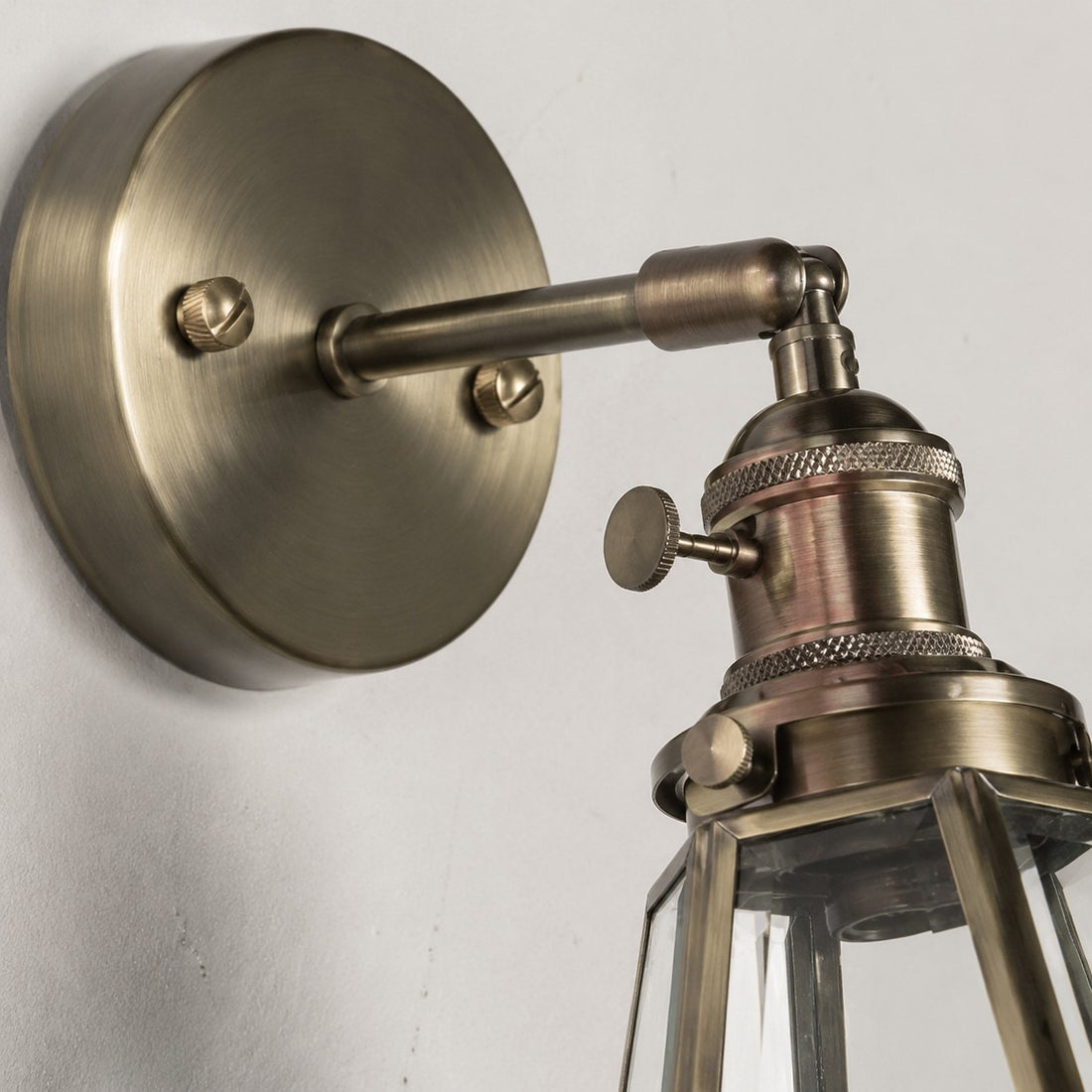 Vintage Brass Glass Wall Sconce