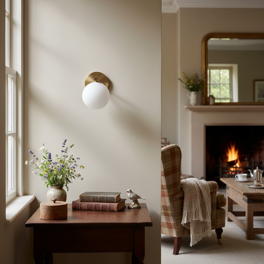 Glorica Glass Wall Sconce - Frosted Globe Light