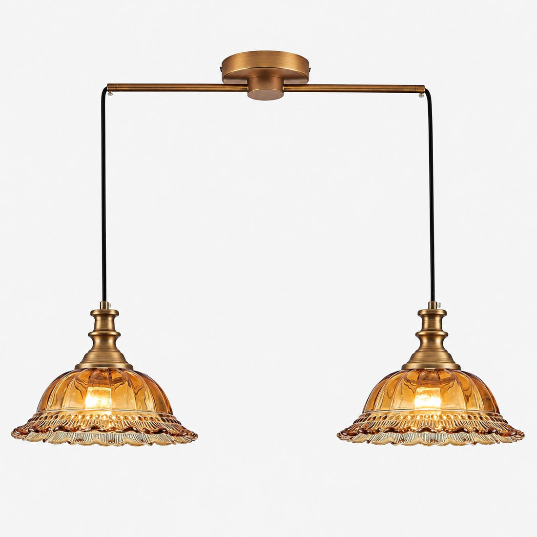 Vintage Fluted Glass Pendant Light for Kitchen & Dining