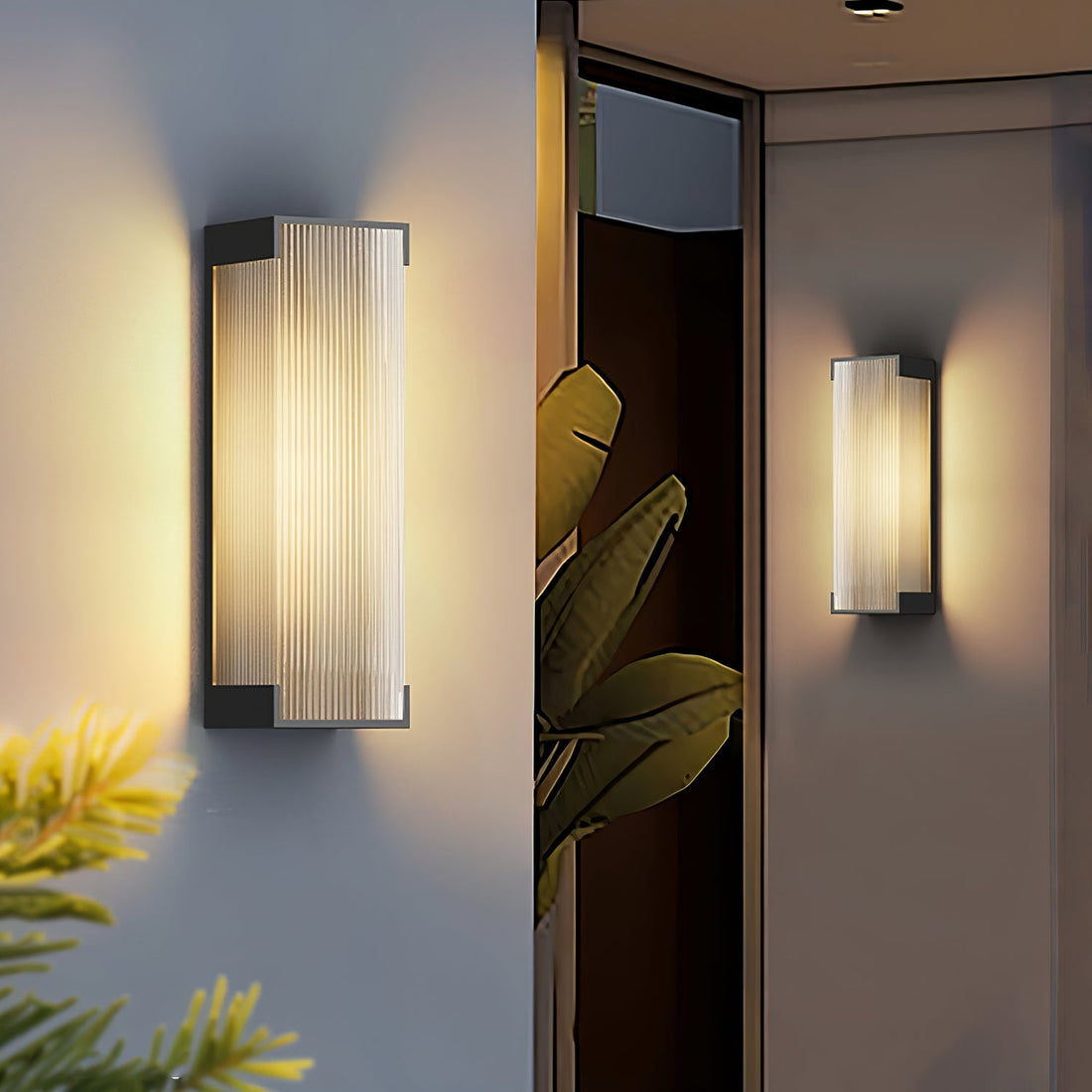 Rechteckige Außenwandleuchte - Moderne schwarze Lampe für Veranda &amp; Garten