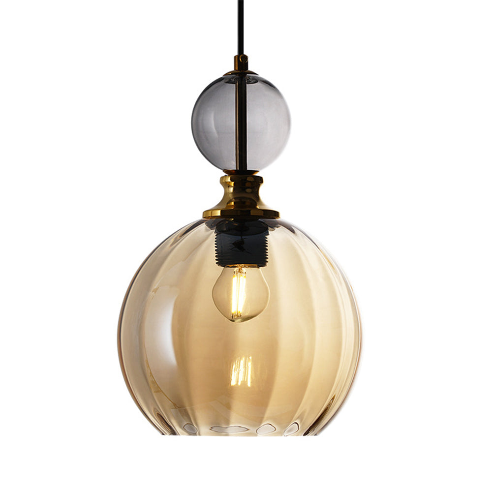 Modern Globe Pendant Light - Water Ripple Glass Lighting for Bedroom