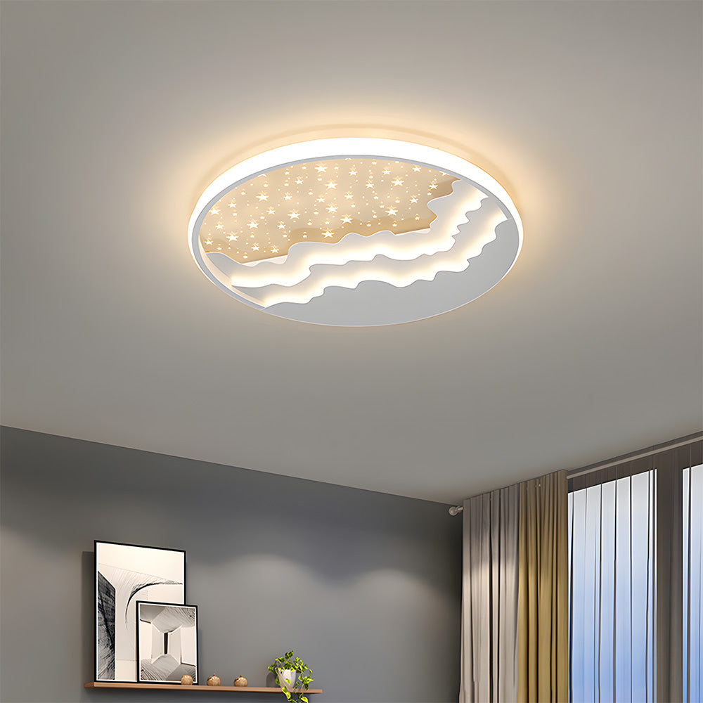 Creative White Iron Ceiling Light - Geometric Iron Fixture for Bedroom