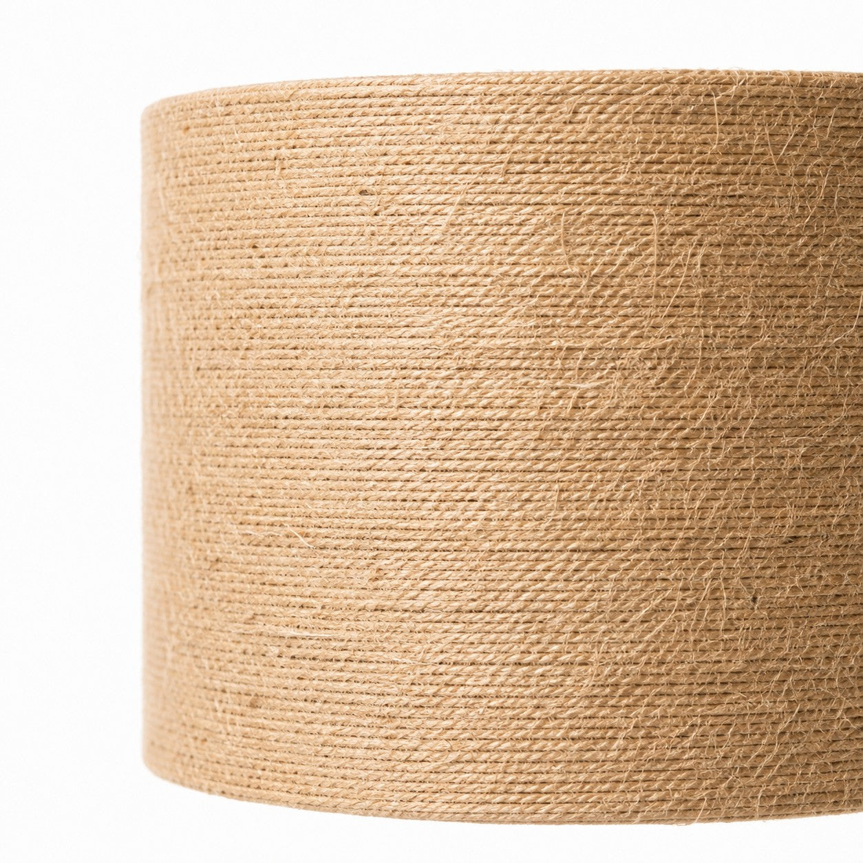 Close view of the woven jute lampshade texture