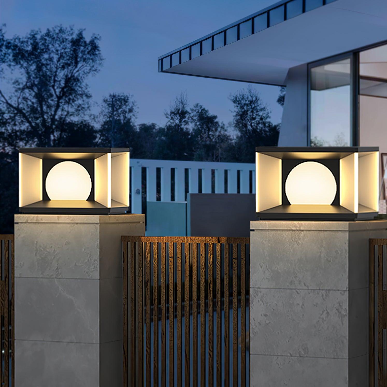 Eclipse Cube Outdoor Post Light - Weatherproof Garden & Pathway Lighting