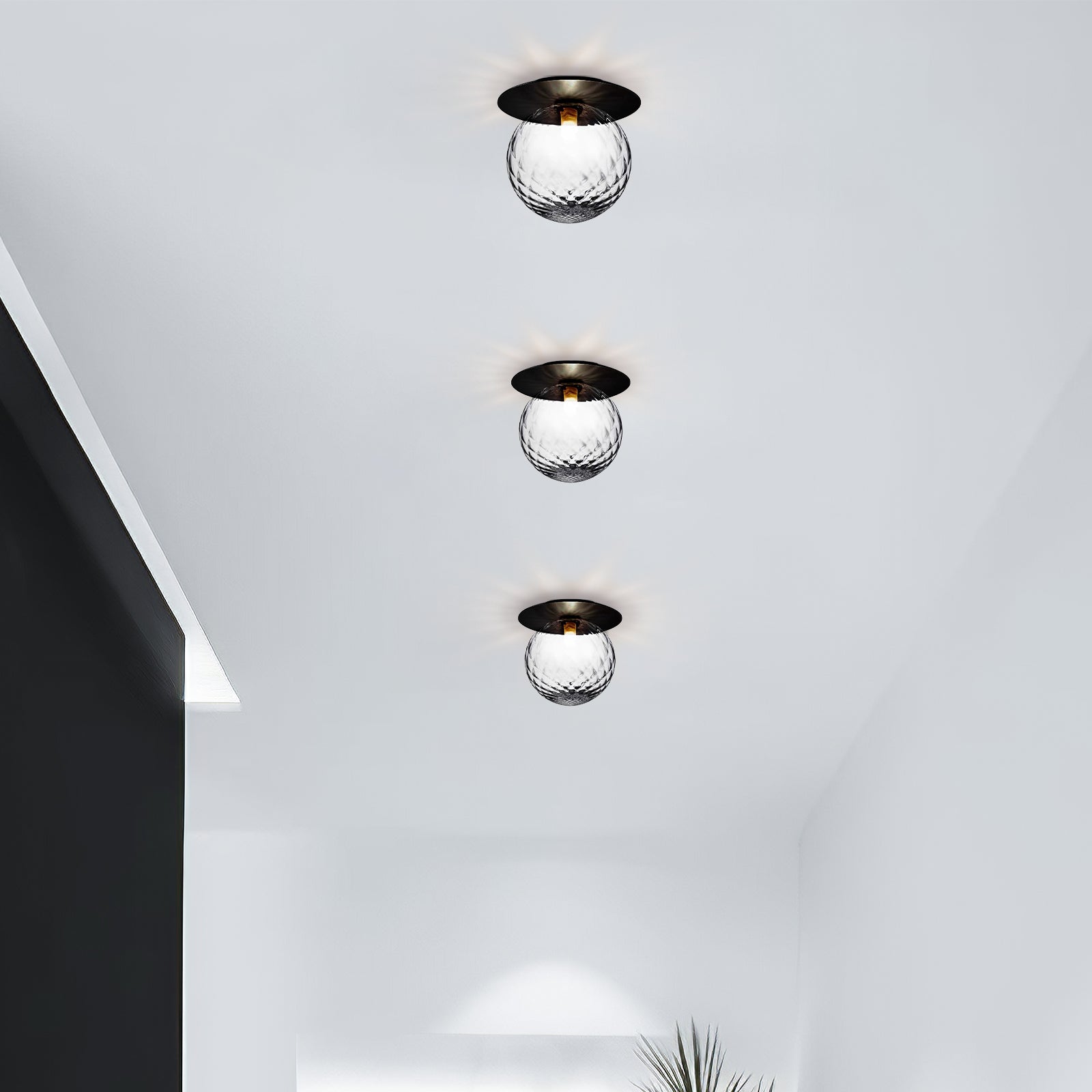 Glass Orb Ceiling Light - Modern Metal Ball Ceiling Lamp for Hallway