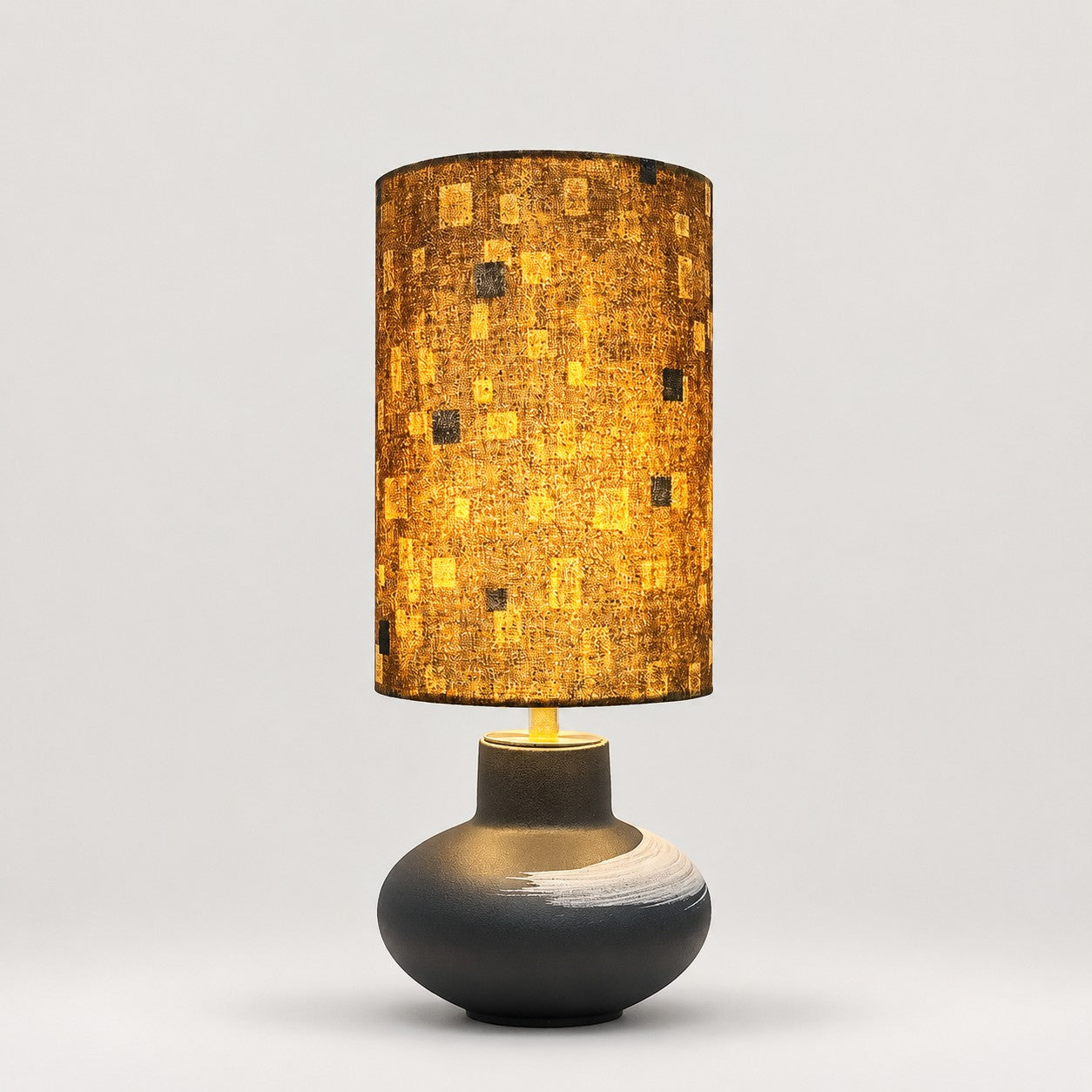 Handcrafted Speckled Fabric Shade Ceramic Table Lamp