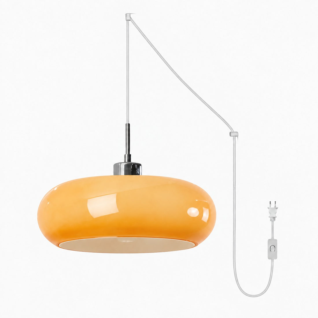 Potivus skulpturale Glas-Pendelleuchte mit Stecker