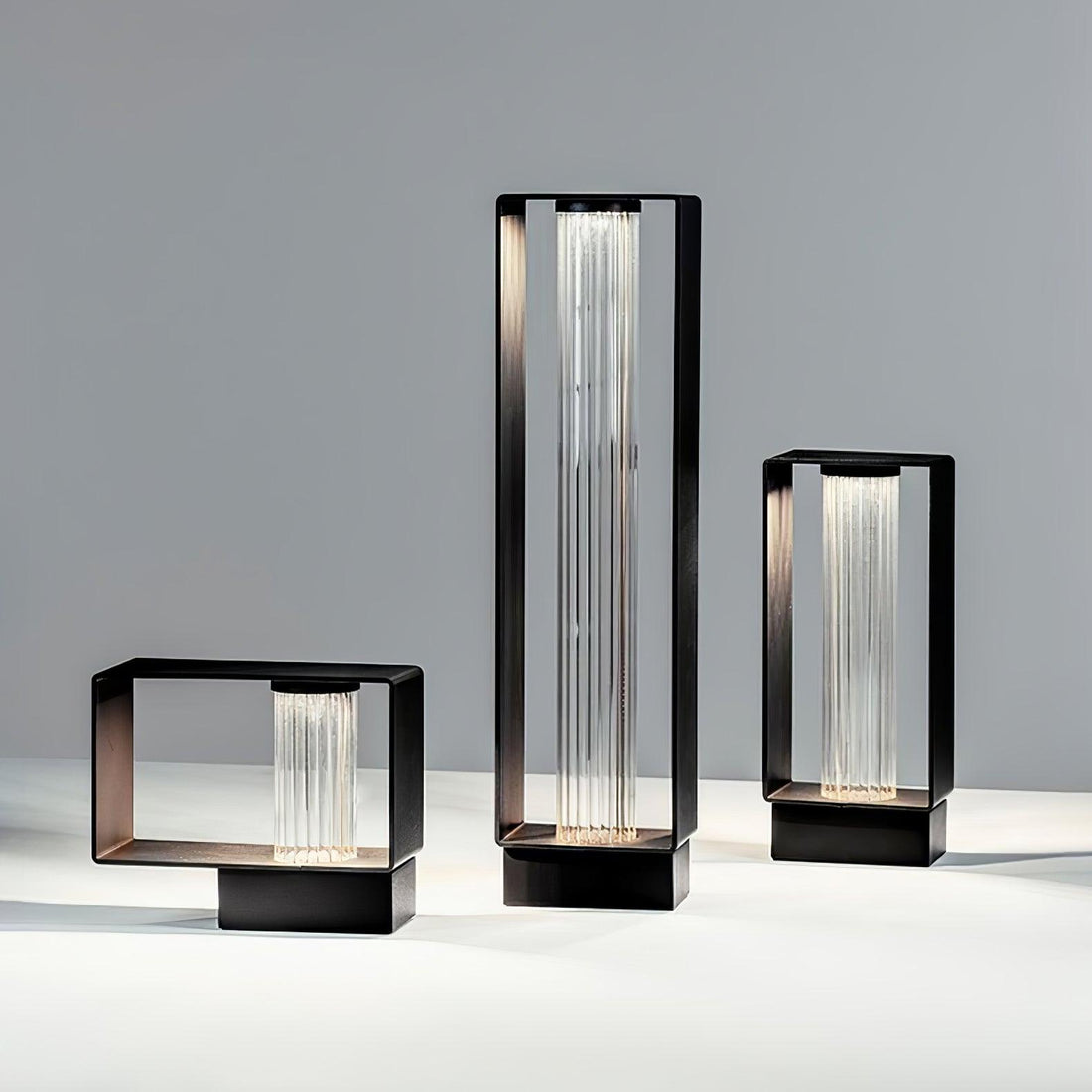 Frame Outdoor Post Lamp - Resilient Striped Glass Lamp for Driveway