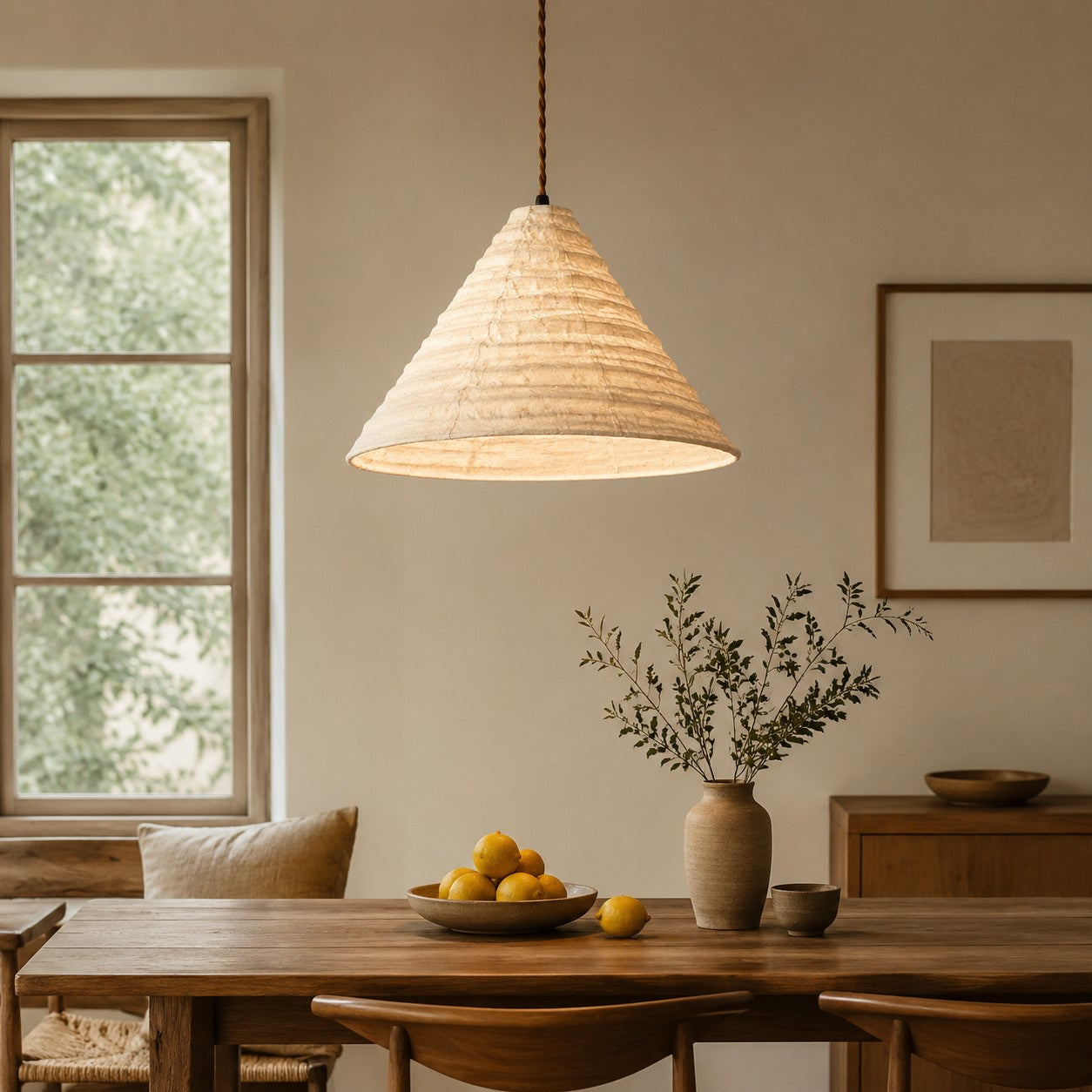 Handcrafted Wabi Sabi Fabric Pendant Lamp